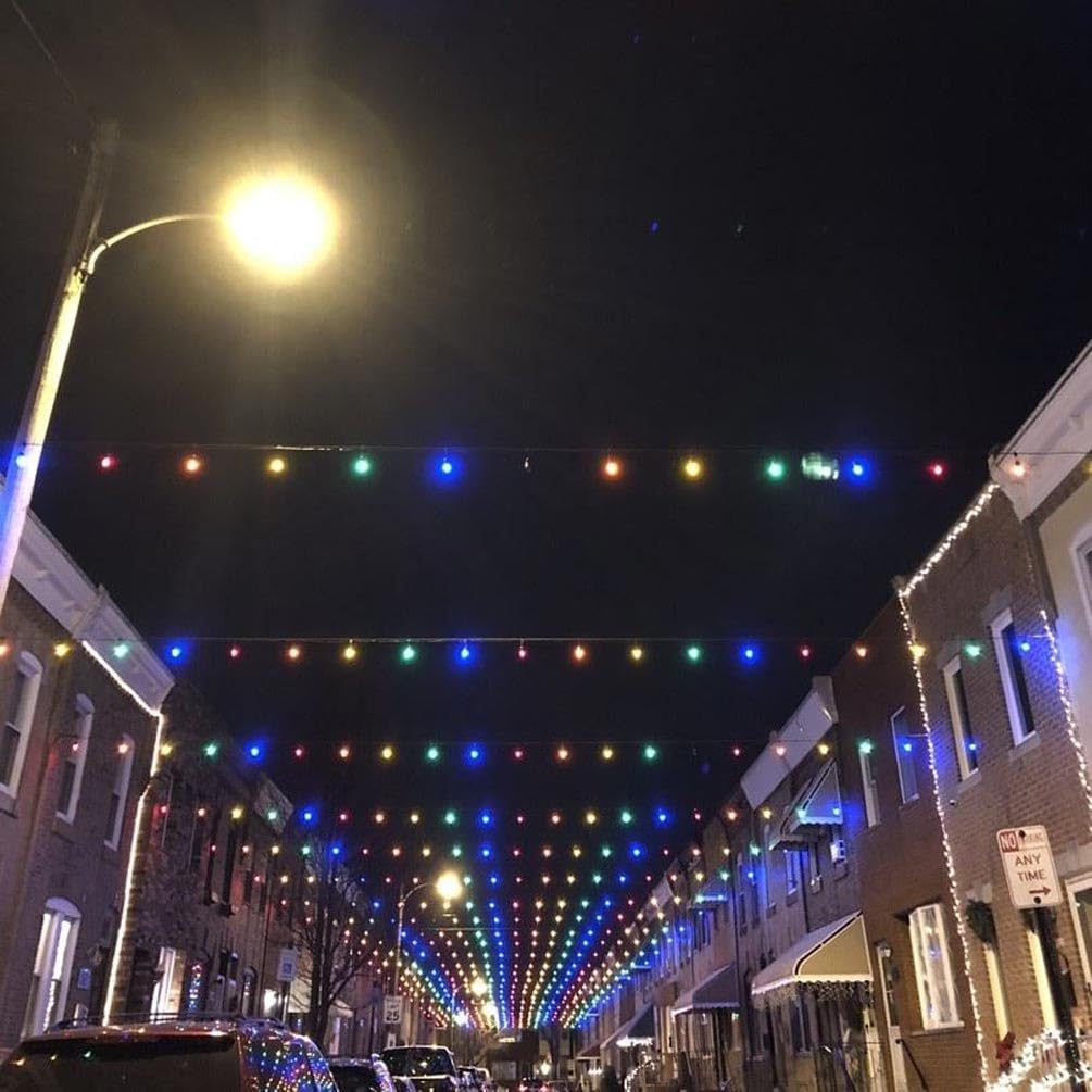 Novelty Lights S14 LED Outdoor String Light Replacement Bulbs, 25 Pack, Shatterproof Plastic, E26 Base, Multicolor