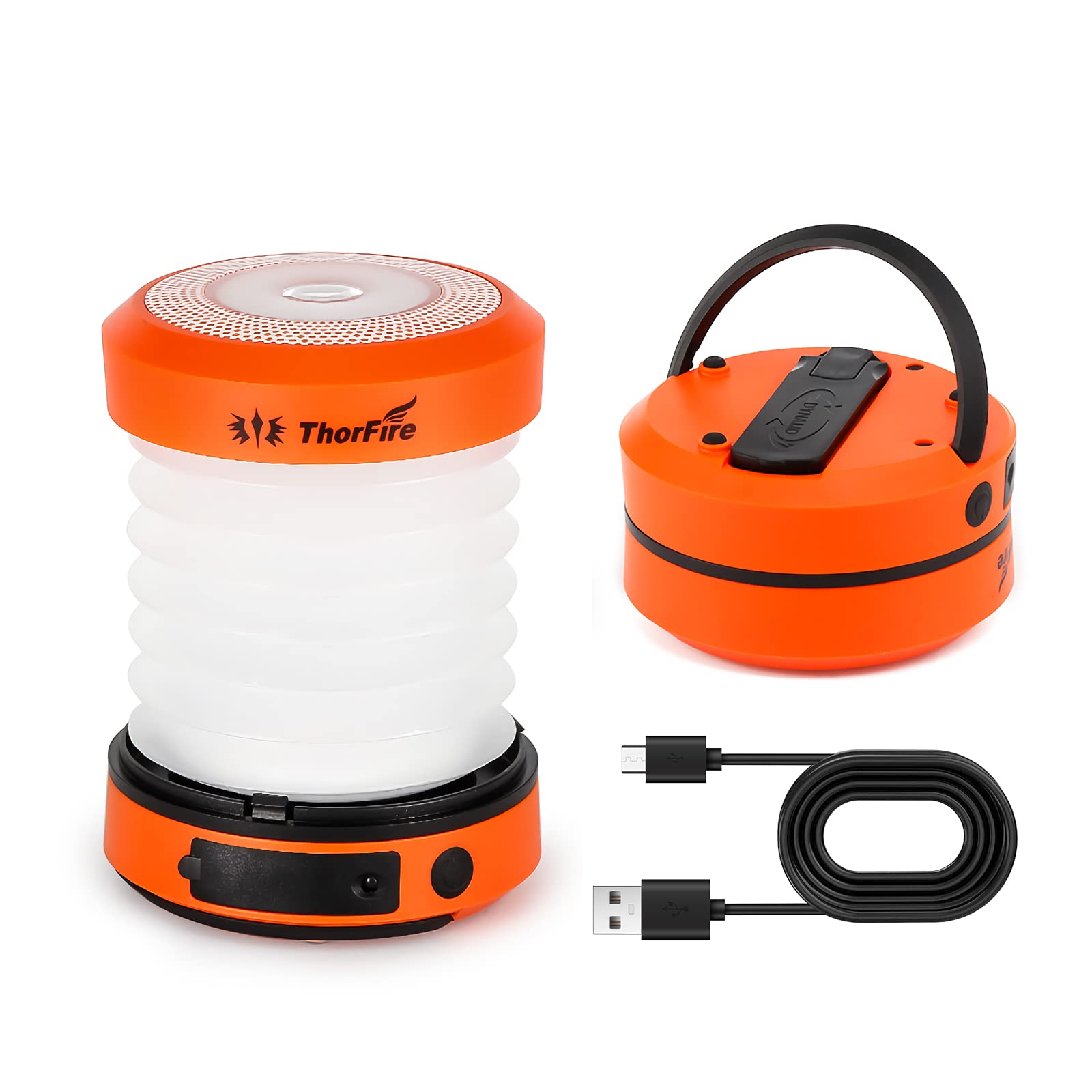 ThorFire LED Camping Lantern Lights Hand Crank USB Rechargeable Lanterns Collapsible Mini Flashlight Emergency Torch Night Light