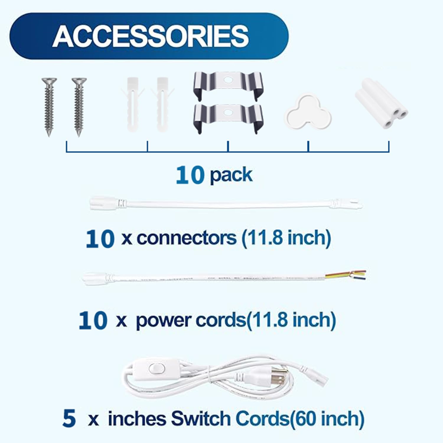 Szskying (10 Pack 8Ft Led Shop Light,72W 7200Lm 6500K,T8 Light Fixtrue Daylight White,High Output Clear Cover Integrated,Linkabl