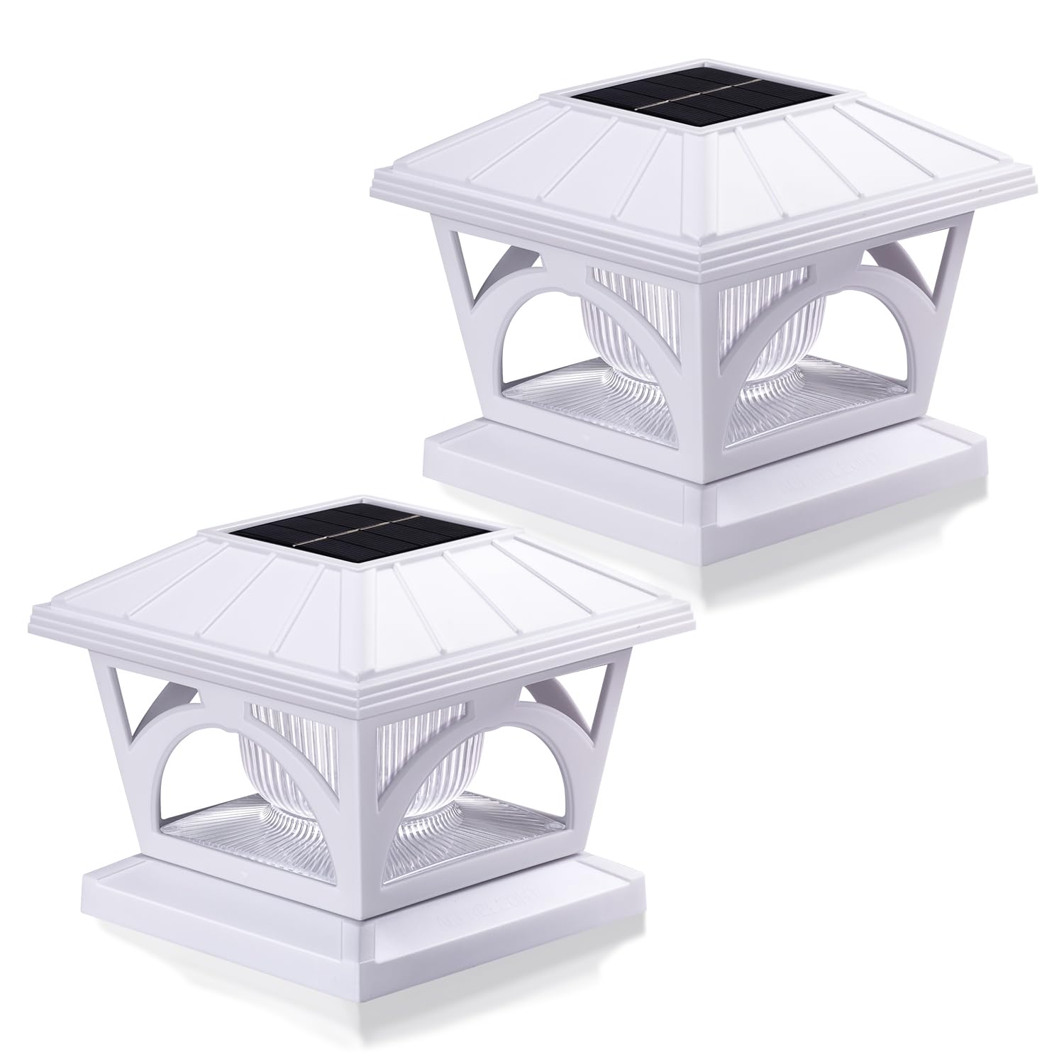 AEFRELEOHT Solar Post Cap Lights, 20 Lumens, RGB & Warm White, 2 Pack, White, Model SL1680