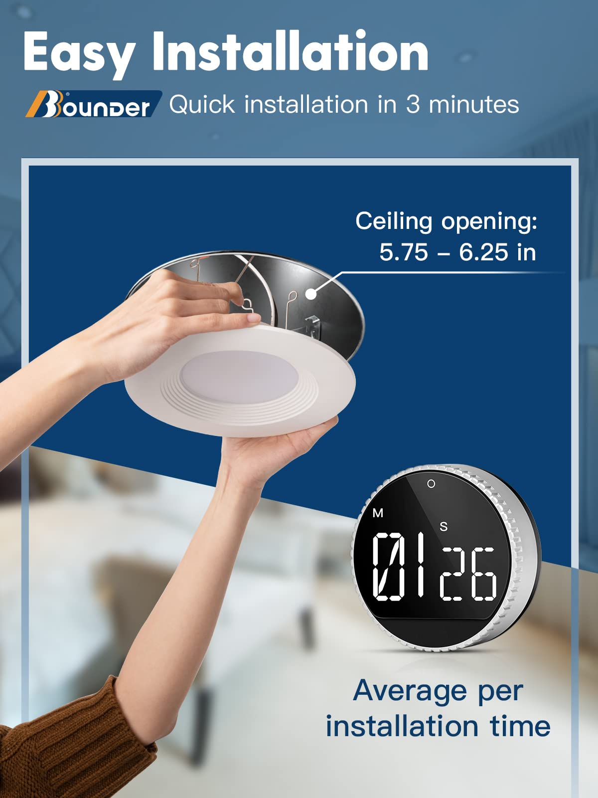 Bbounder 12 Pack 5/6 Inch Led Recessed Downlight, Baffle Trim, Dimmable, 12.5W=100W, 5000K Daylight, 950 Lm, Damp Rated, Simple Retrofit Installation -No Flicker