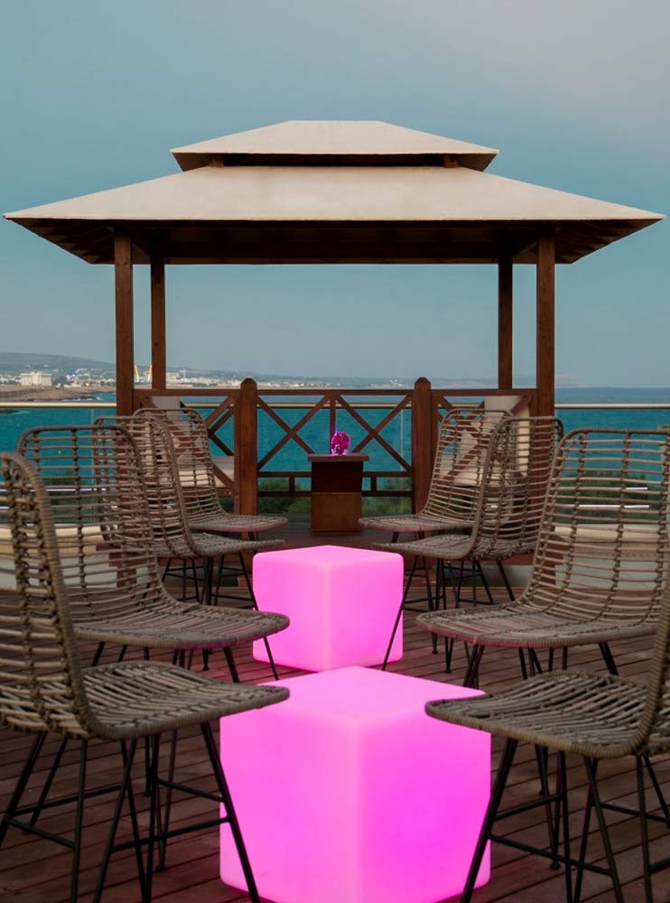 Mr.Go 20-Inch Led Lighted Cube Table, Large Led Cube Chair Light, 16 Rgb Colors Led Cube Seat W/Remote - Rechargeable - Waterproof - Home Outdoor Patio Pool Bar Stage Party Lighting Decoration