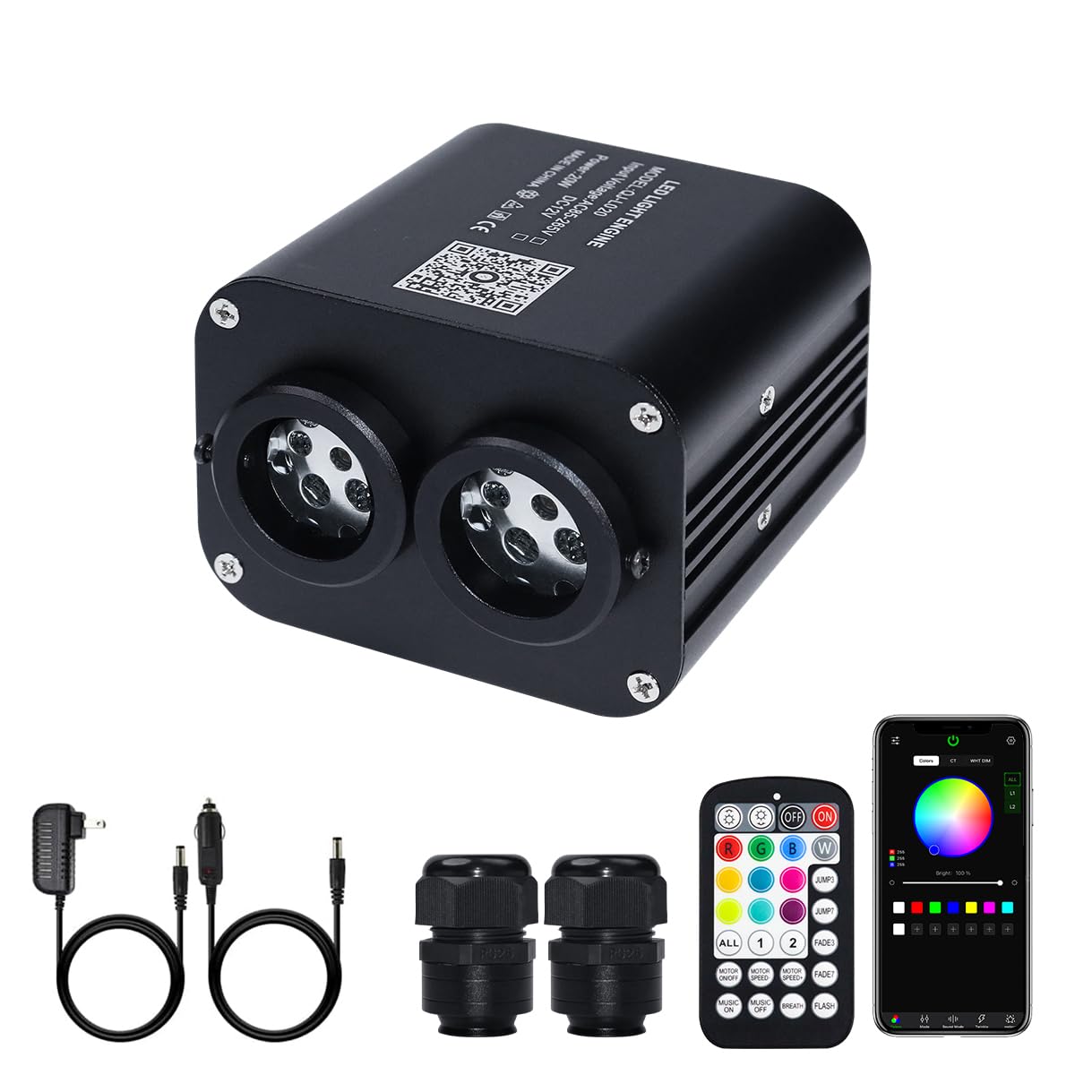 AMKI RGBW Dual Color 20W Twinkle Light Source Engine Driver - Remote/APP Control for Fiber Optic Star Ceiling Light Kit