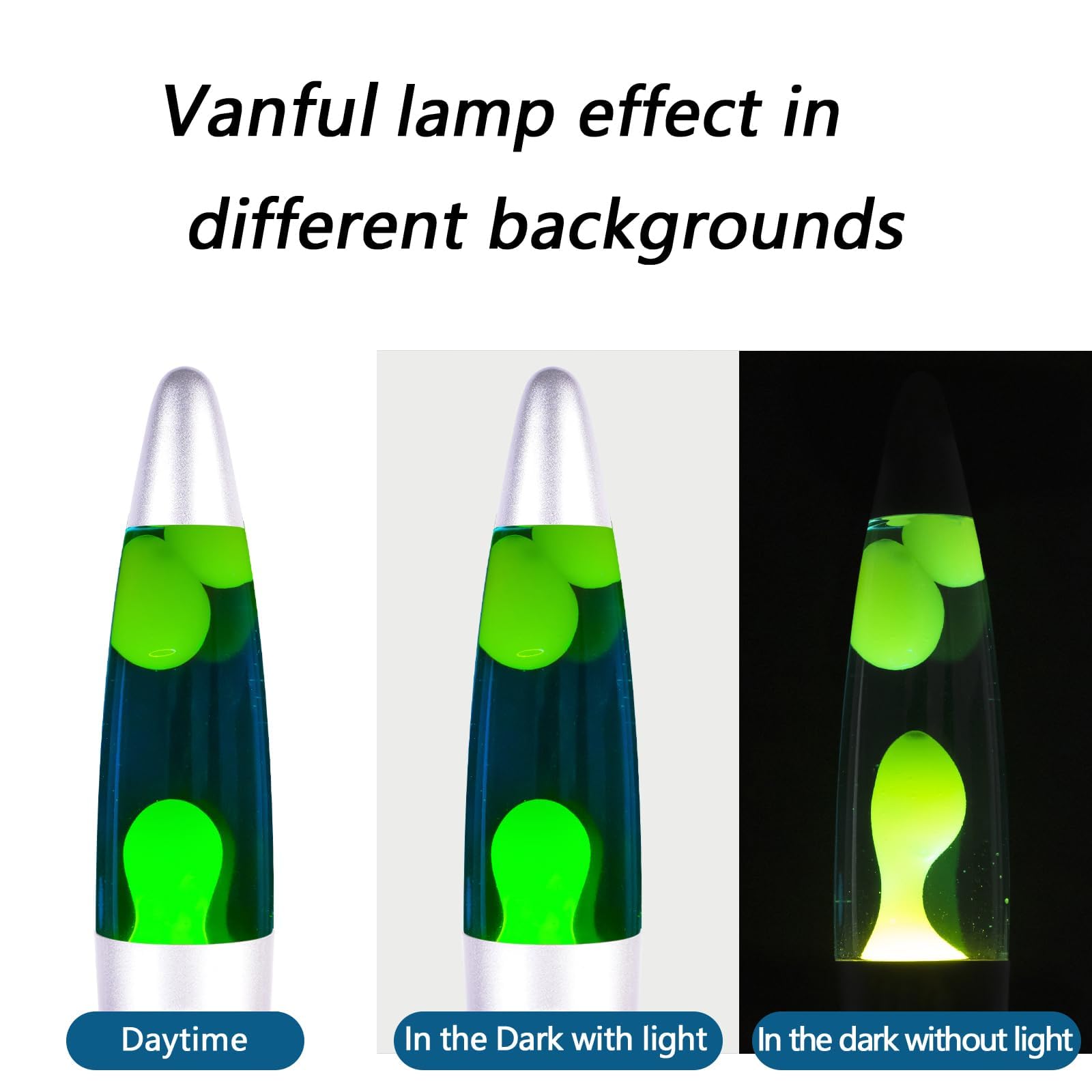 Vanful Glitter Lamp with Blue Liquid, 13 Inches, Aluminum Base, Yellow Blue Color, Liquid Motion Decor for Home and Office