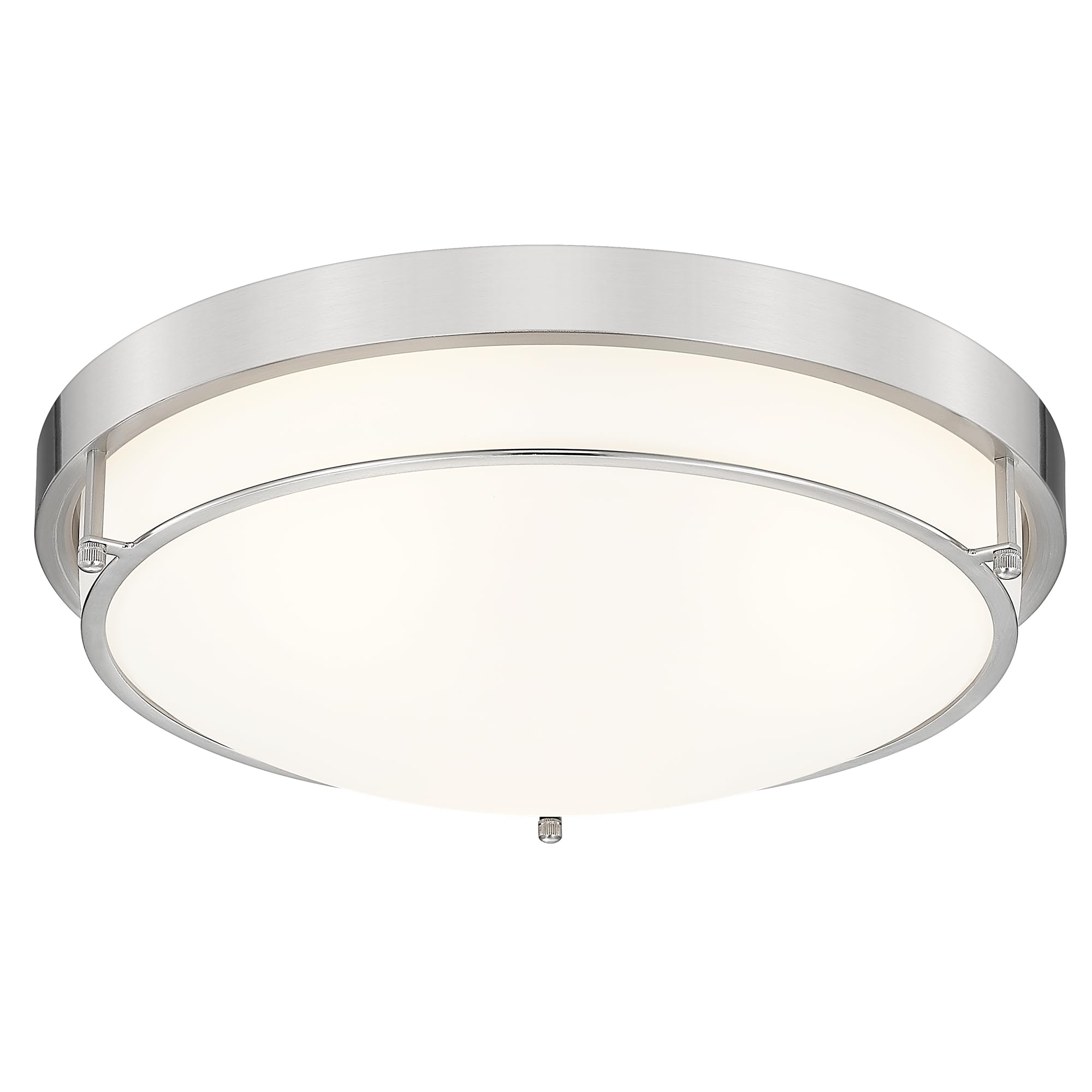Cargifak 16 Inch Close To Ceiling Light Fixtures, Brushed Nickel Farmhouse Ceiling Light With 3 Light For Laundry Kitchen Bedroo
