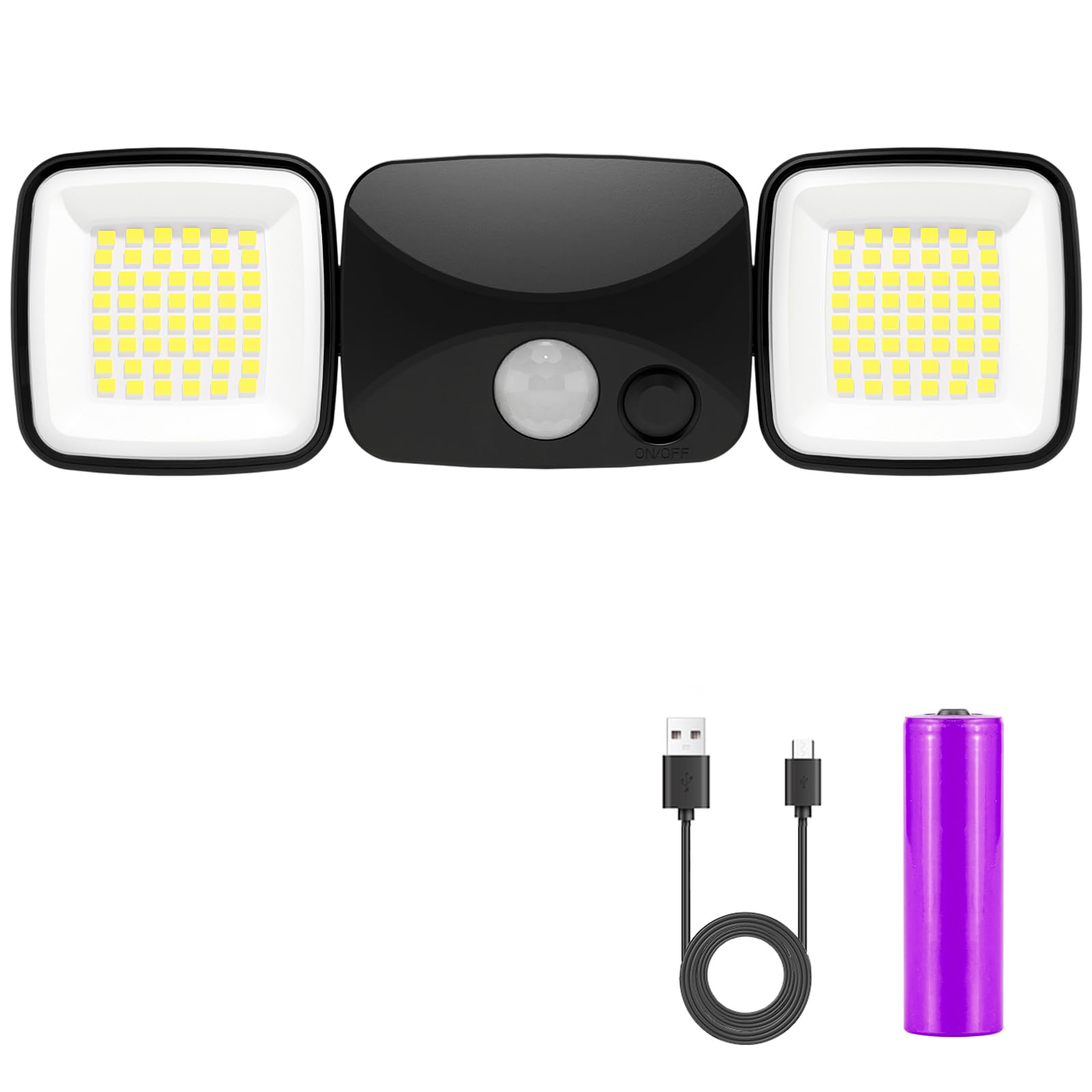 Motion Sensor Outdoor Lights  Rechargeable LED Security Flood Lights  USB Charging  No Wiring  No Solar  No Battery Replacement  High Brightness for Garage  Yard & Entryway  Black 1-Pack (Small Size)