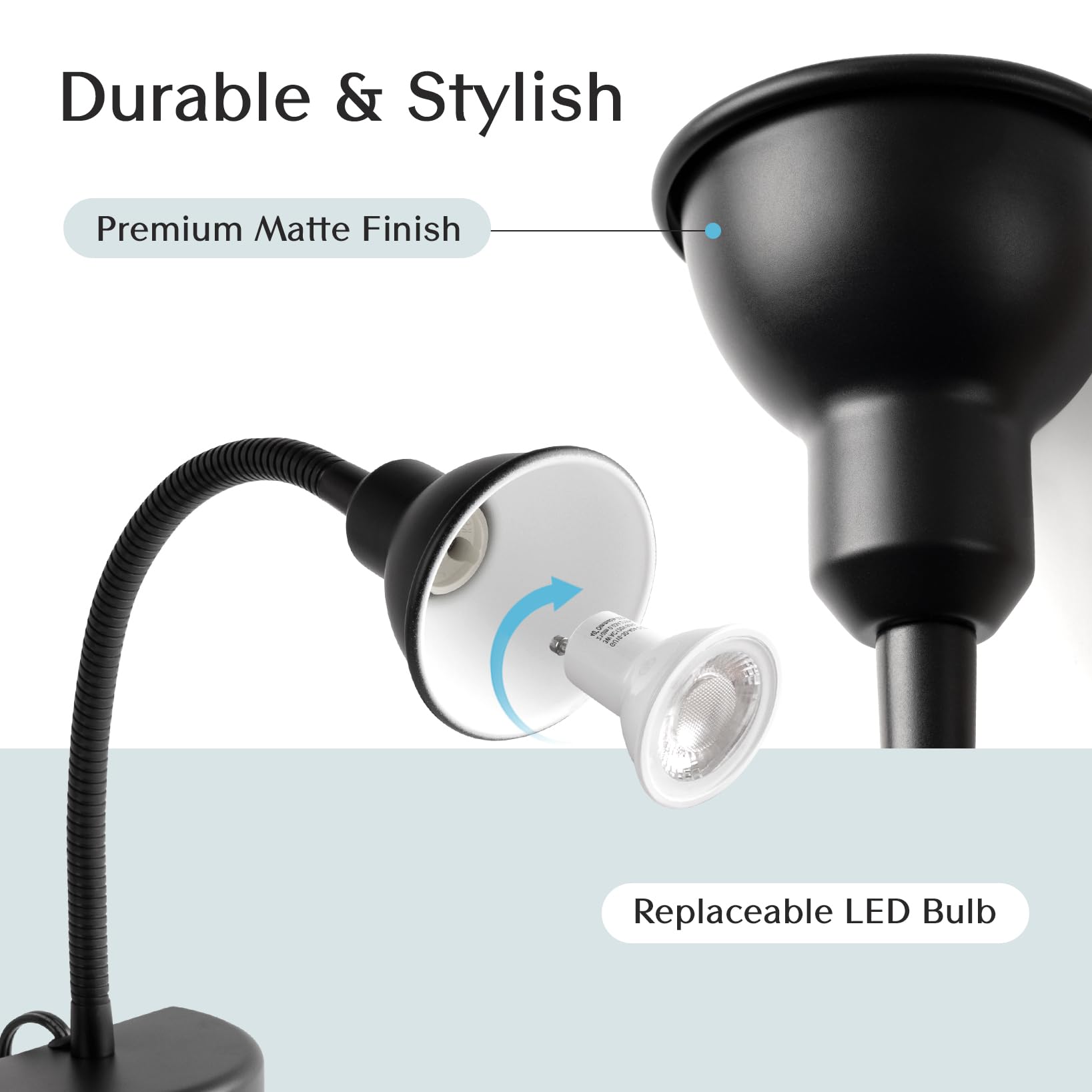 Solfres Headboard Reading Light - Dimmable LED Lamp, Movable & Flexible, Black, Model Light001, No Drilling Design for Bedtime Reading