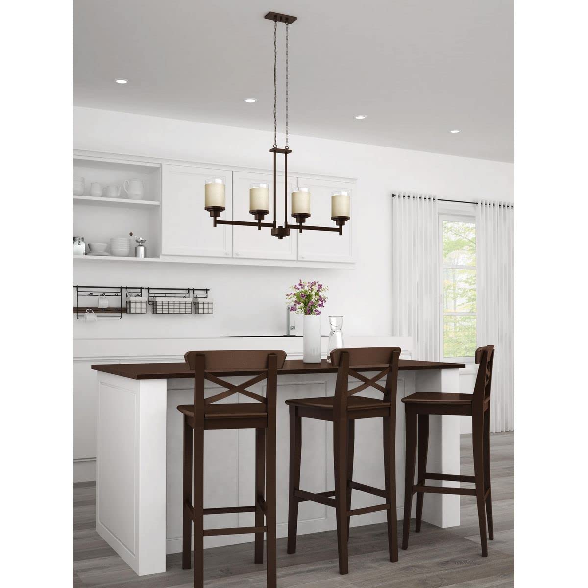 Progress Lighting P4619-20 Linear Chandelier, 34inx4.5in, Alloy Steel, Antique Bronze