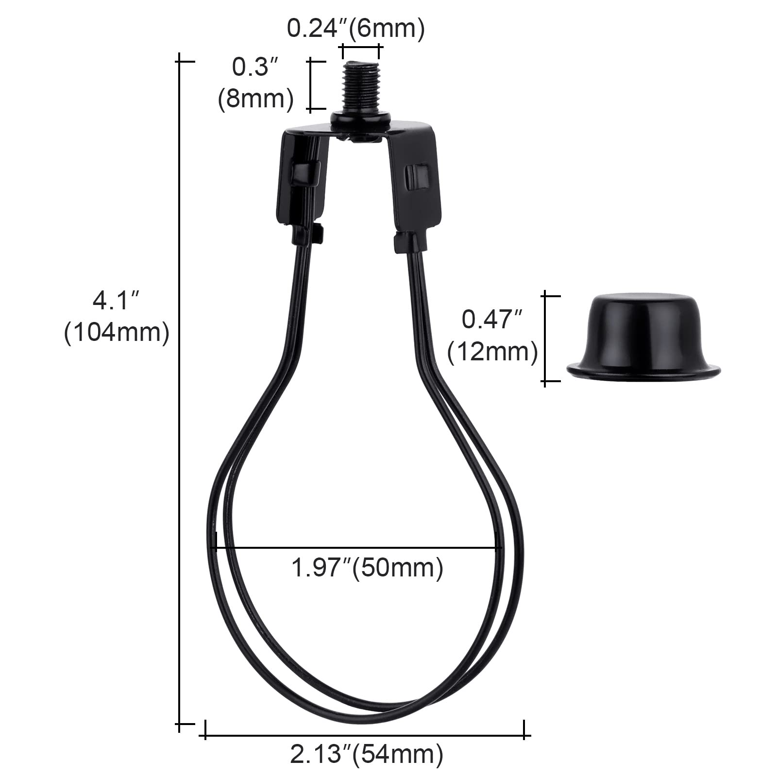 WEAVERBIRD 2 PACK Lamp Shade Clip Adapter Kit, Metal, Black, Model WVD-US-0400