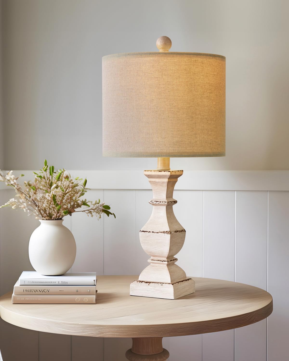 PoKat 20.5'' Farmhouse Table Lamp, Vintage Bedside Lamps for Bedroom, Rustic Small End Table Lamps for Living Room, Traditional 