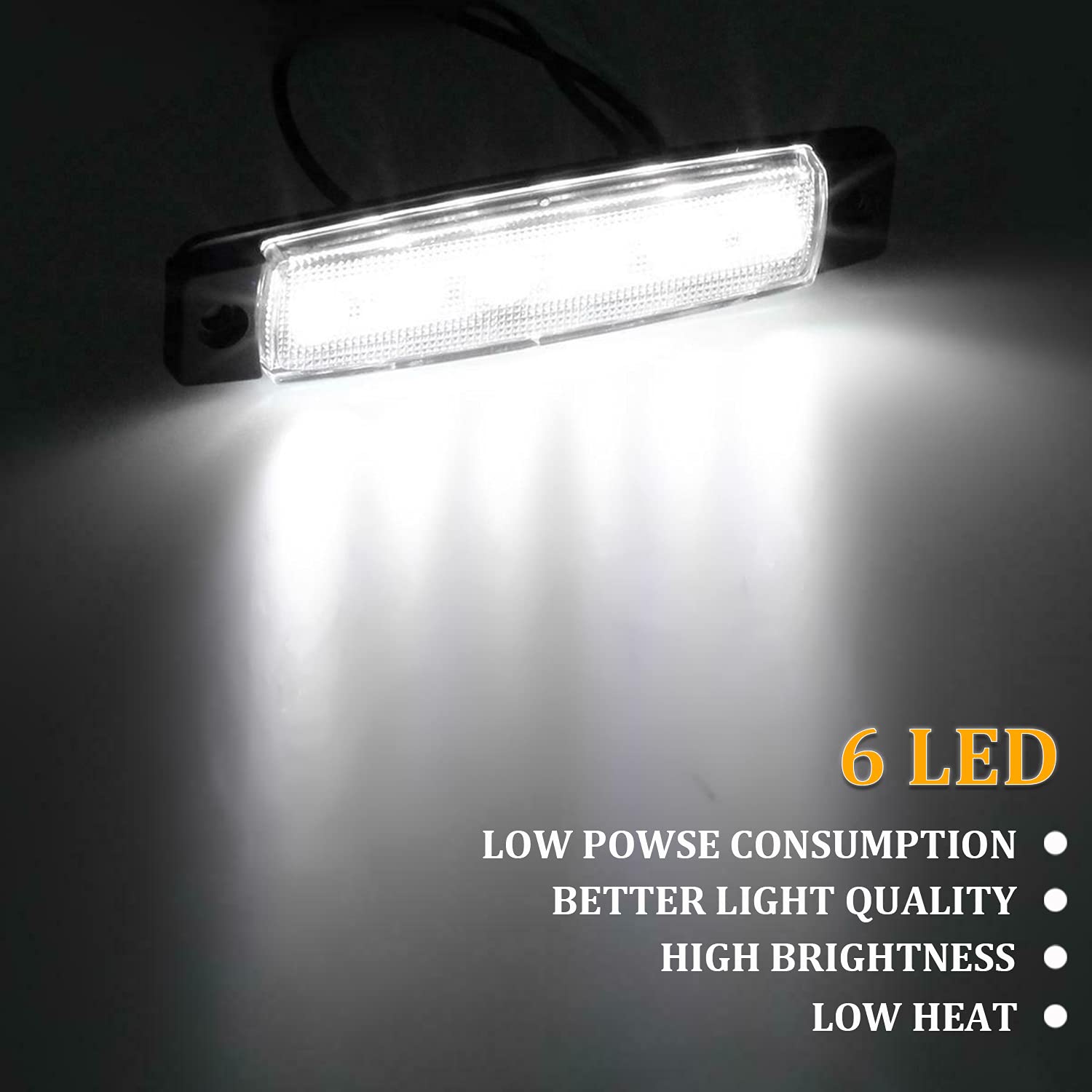 Pseqt Led Boat Interior Lights - Waterproof Navigation Lighting Strip, 10Pcs, White, Pc Lens For Fishing, Pontoon, Kayak, Yacht, Sailboat