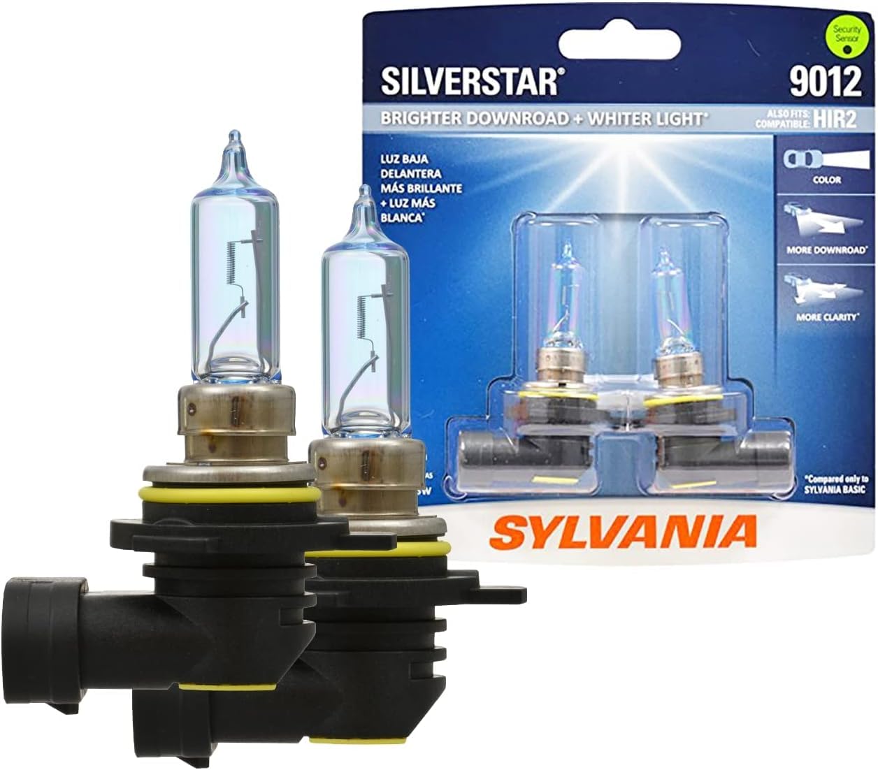 SYLVANIA 9012 SilverStar Halogen Headlight Bulbs - High/Low Beam & Fog Replacement, Brighter Whiter Light (2 Bulbs)