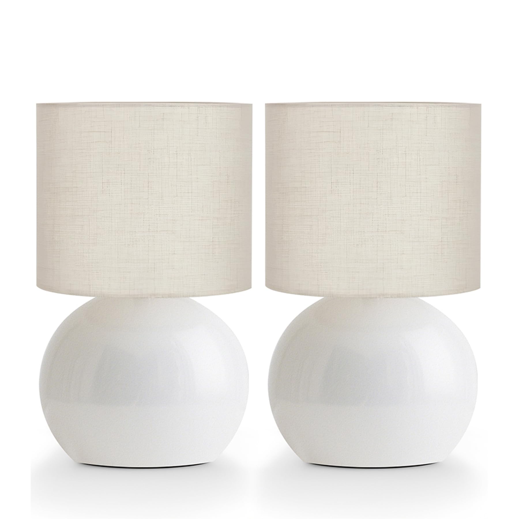 LHYueTong Small Table Lamp for Bedroom, Bedside Nightstand Lamp Set of 2, Minimalist Metal Desk Light with Linen Lampshade, W6.3
