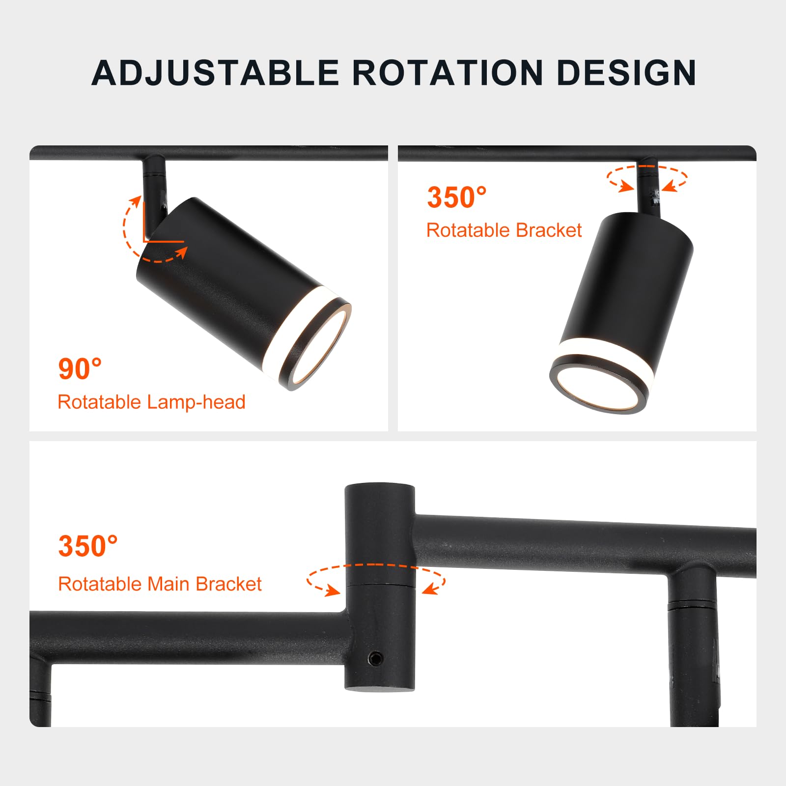 Ketom 6-Light Track Lighting Fixtures Ceiling, Gu10 Black Led Ceiling Spotlight, Modern Track Light Kit For Kitchen Bedroom Living Room