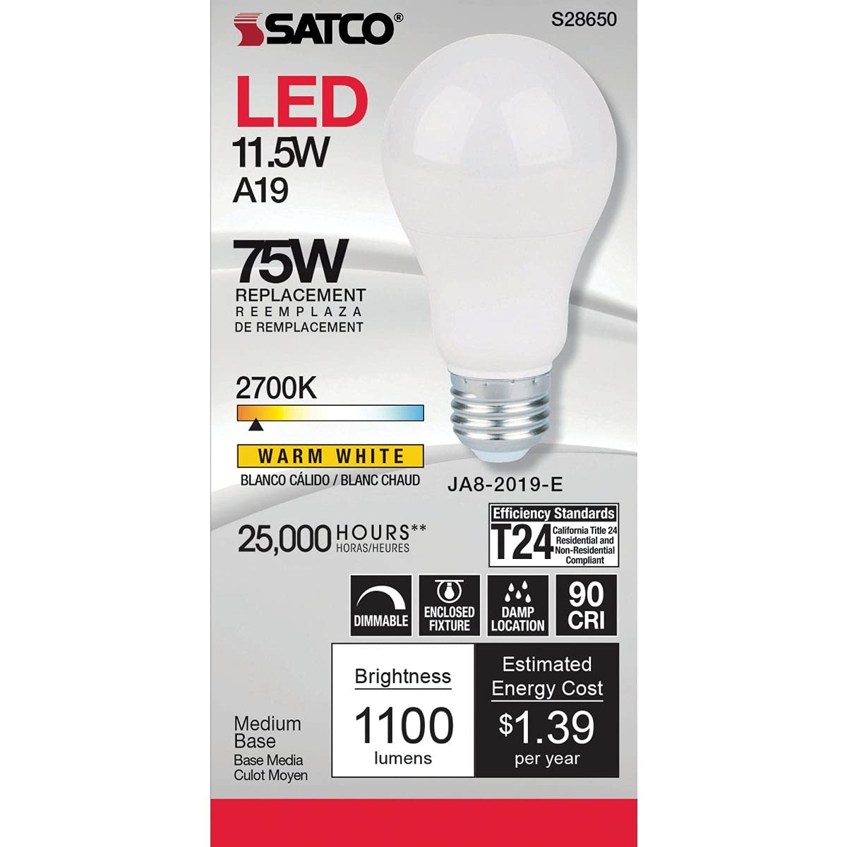 Satco S28650 Bulb, Clear