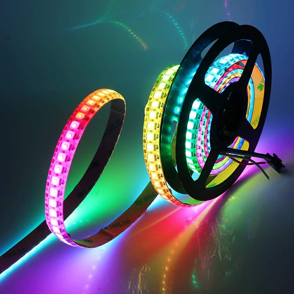 Svfishkk Ws2812B Led Strip Smd 5050 Individual Addressable 144Pixels/M 144Pixels Ws2812B Ic Rgb Strip Full Color Led Strip Non-Waterproof Dc5V (3.2Ft 144Led Ip30, White Pcb)
