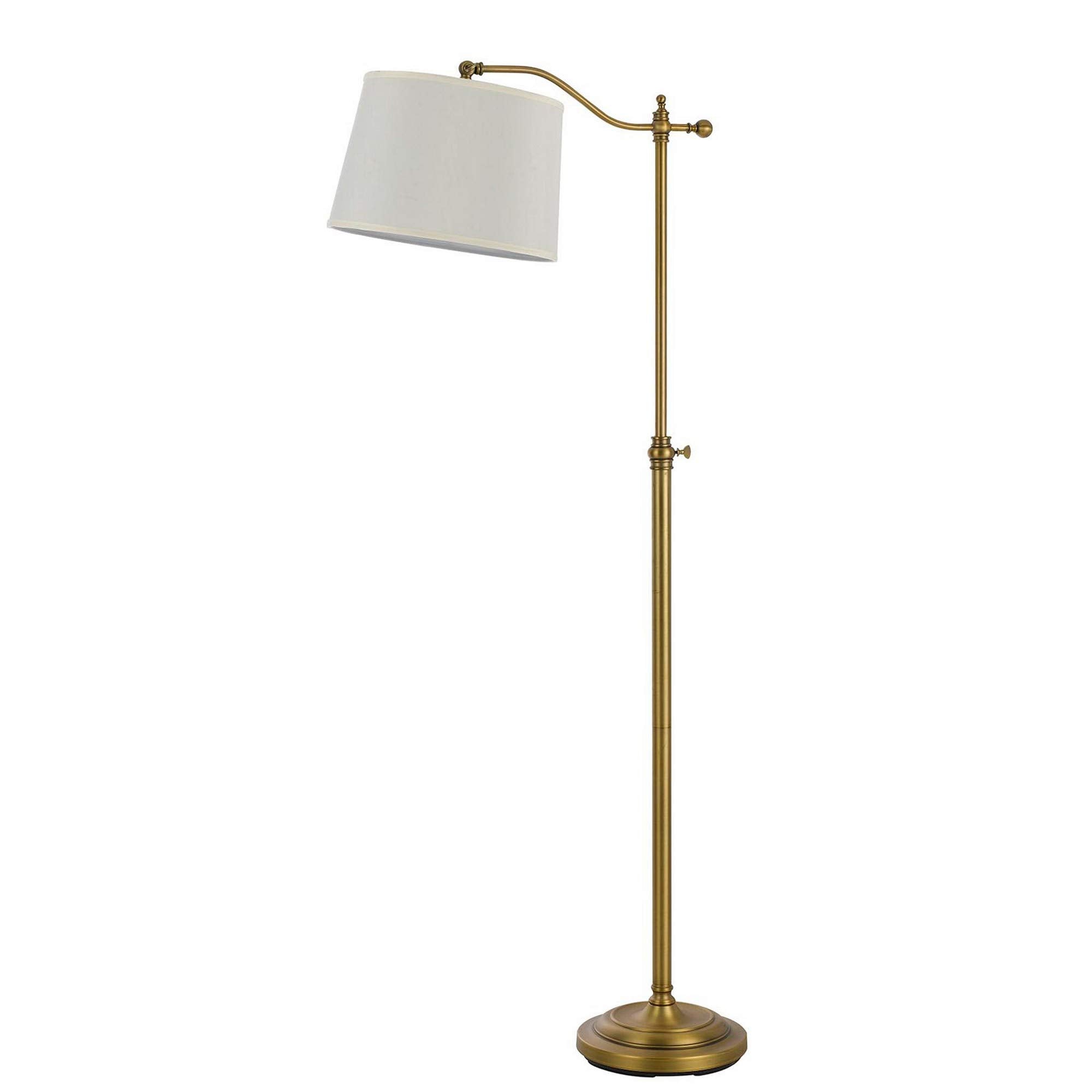 Benjara 100 Watt Metal Down Bride Floor Lamp With Fabric Tapered Drum Shade, Gold