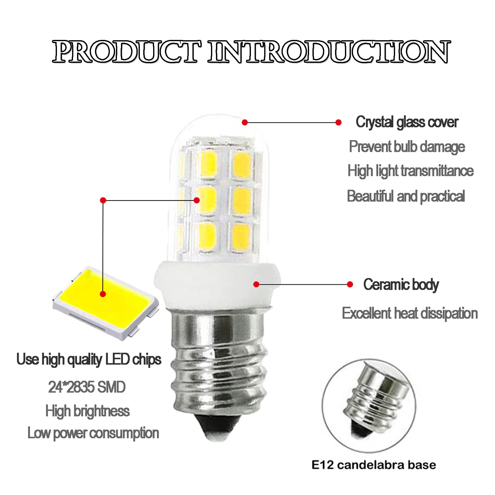 ZSSXOLED E12 LED Bulbs Replacement for Himalayan Salt Lamps, 6000K White, Pack of 8, Plastic