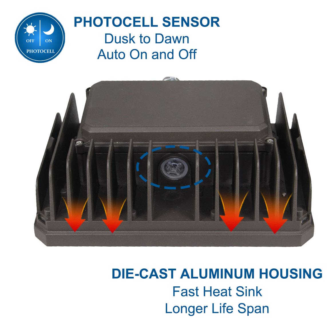 Dakason 2 Pack 100W Led Flood Light Outdoor, Dusk-To-Dawn Photocell Adjustable Knuckle Mount, 13000Lm 5000K Replaces 350W Hps/Mh 100-277Vac, Ip65 Waterproof Security Lighting Fixture, Etl Listed