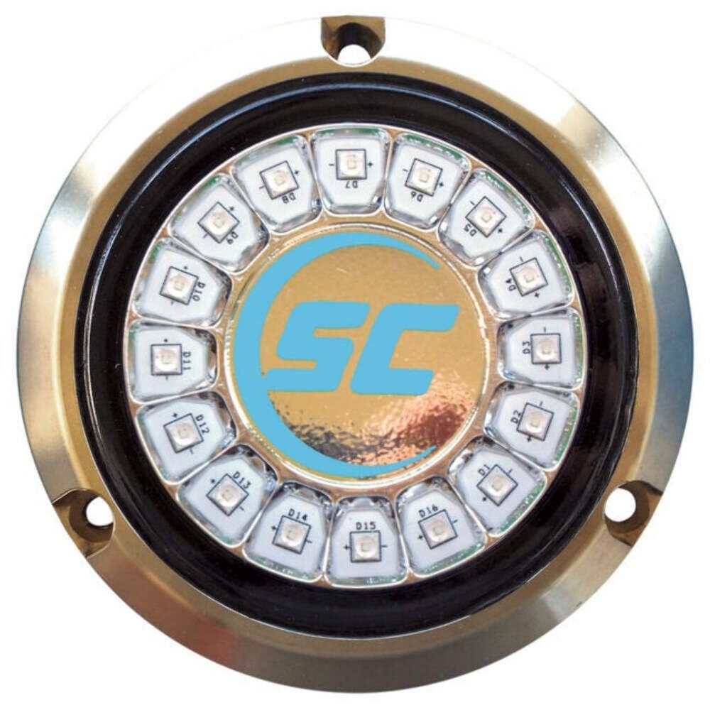 Shadow-Caster Scr-24 Led Underwater Boat Light - Bimini Blue - Bronze Housing - 90W Surface Mount - Tempered Glass Lens - Ip68 Fully Submersible Waterproof