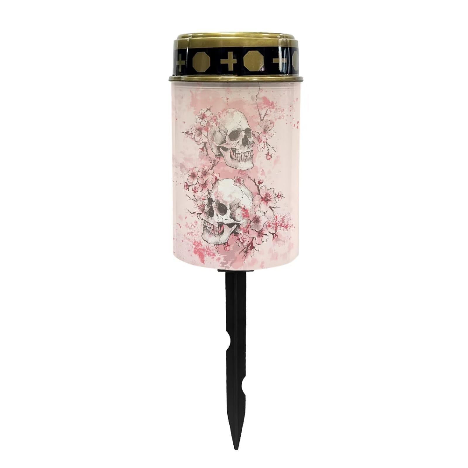 Psesaysky Skull Cherry Blossom Solar Garden Lights Outdoor Waterproof Cemetery Decorations for Grave Outdoor Lights, Multipurpos