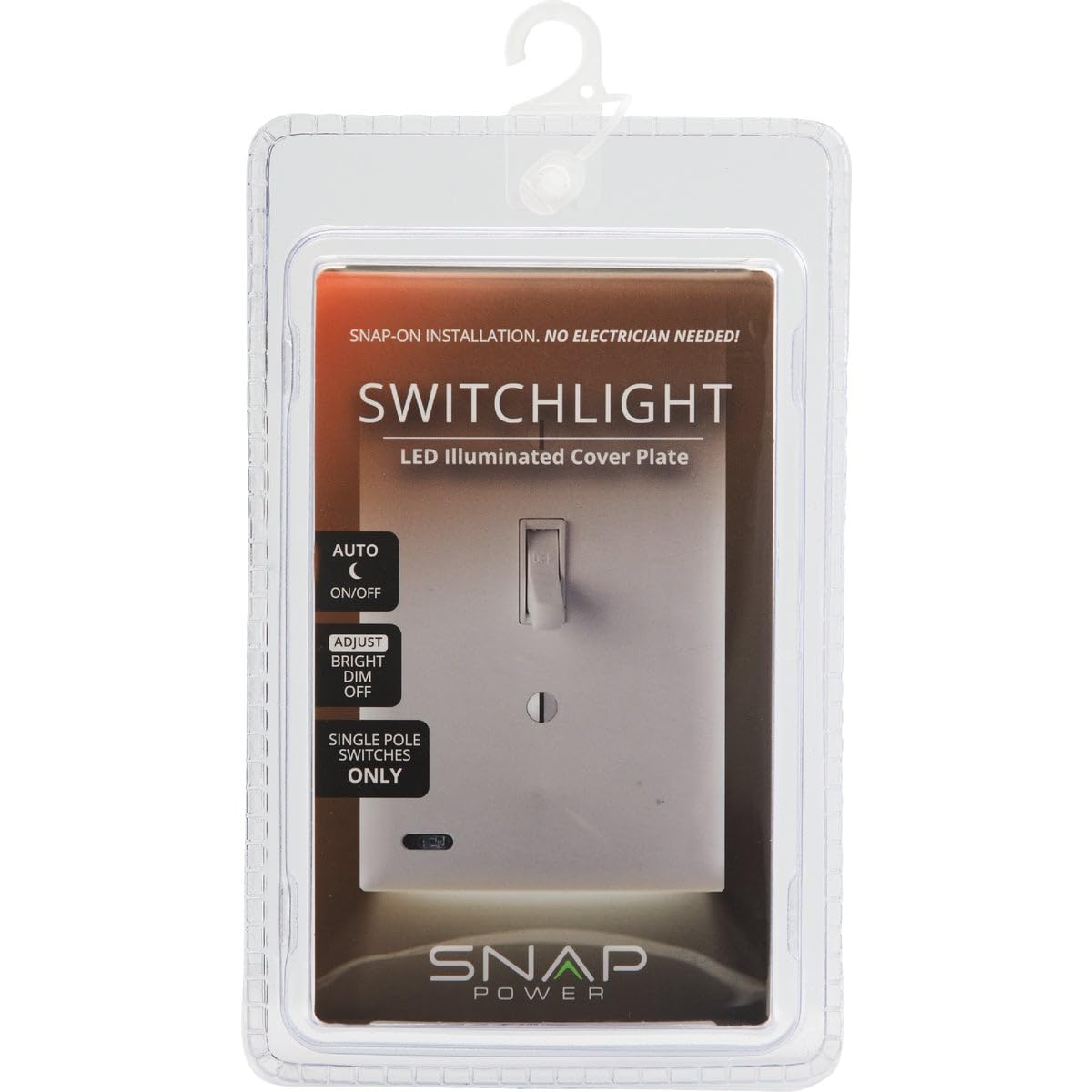 Single - Snappower Switchlight - Led Night Light - For Single-Pole Light Switches - Switch Plate With Led Night Lights - Adjust