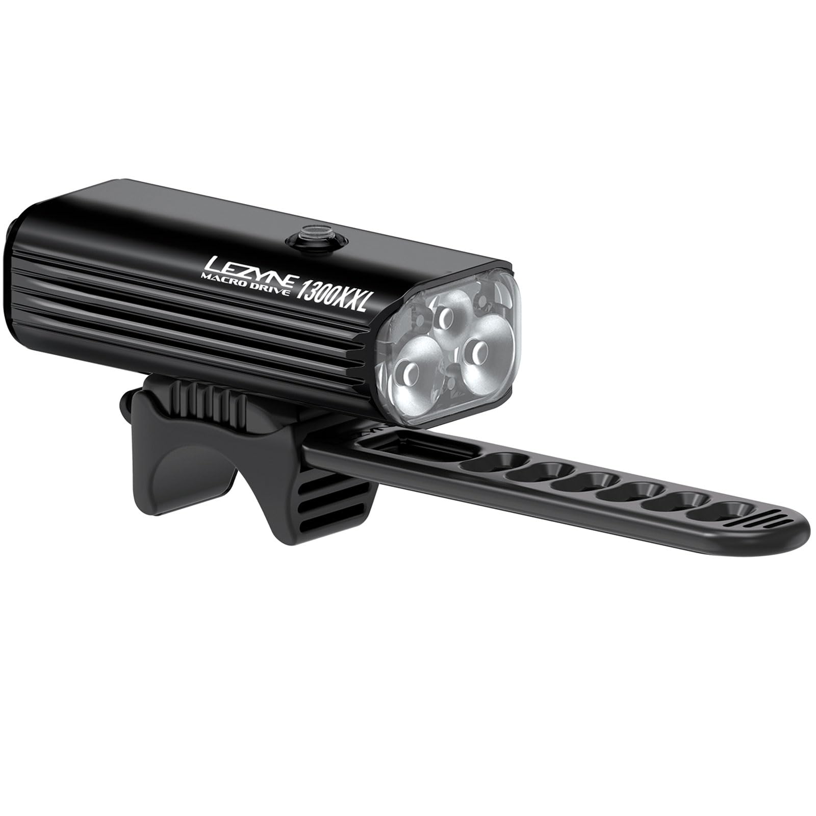 Lezyne Macro Drive 1300Xxl Bicycle Usb Rechargeable Ipx7 Waterproof 3 White Led Tri-Focus Optics Front Light W/ 4 Solid & 3 Flash Modes | Black Gloss, 1300 Lumens/Micro Usb