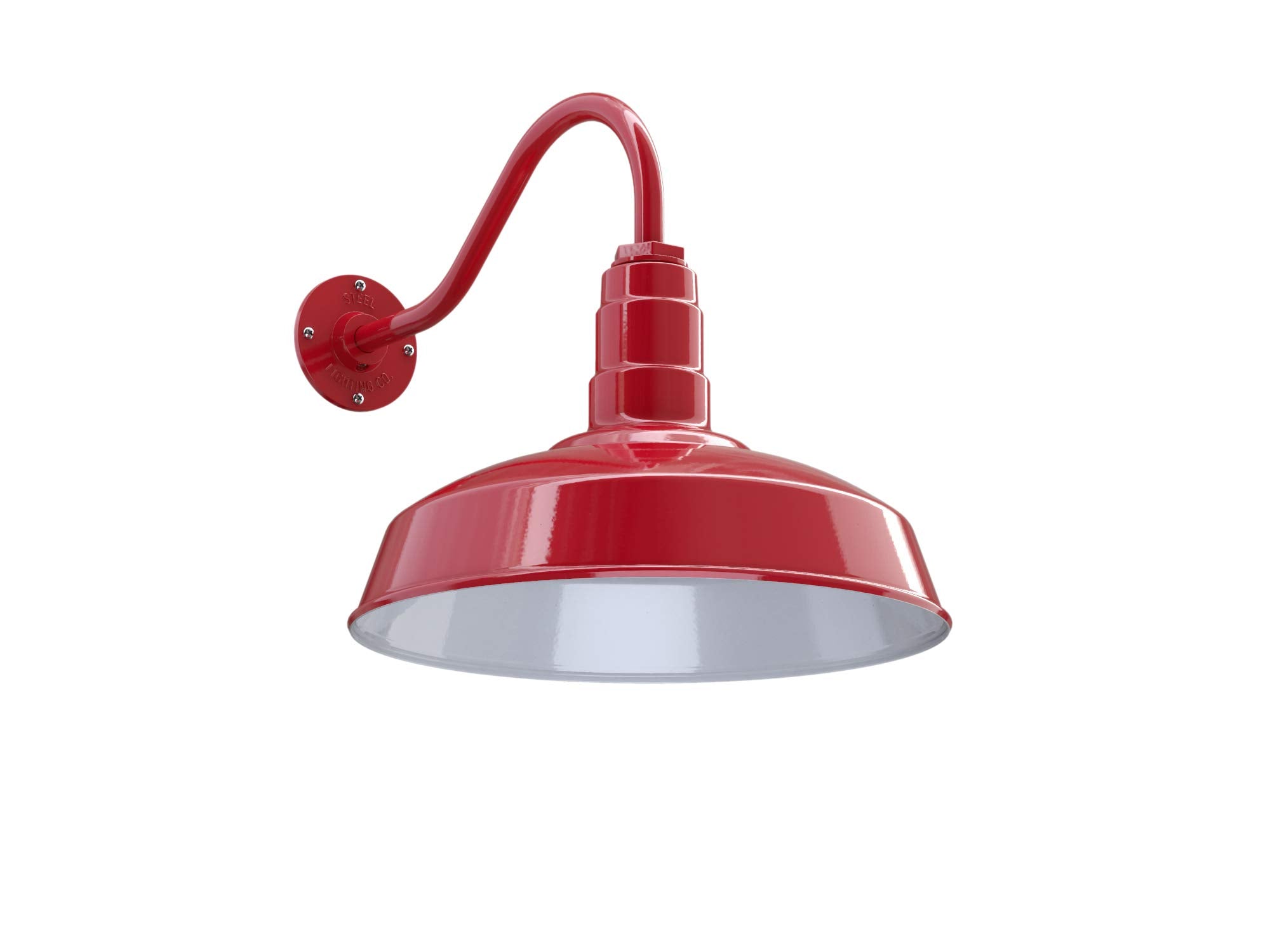 Steel Lighting Co. Gardena Barn Light, 16&quot; Gooseneck, Dusk To Dawn, Red Outdoor Wall Fixture