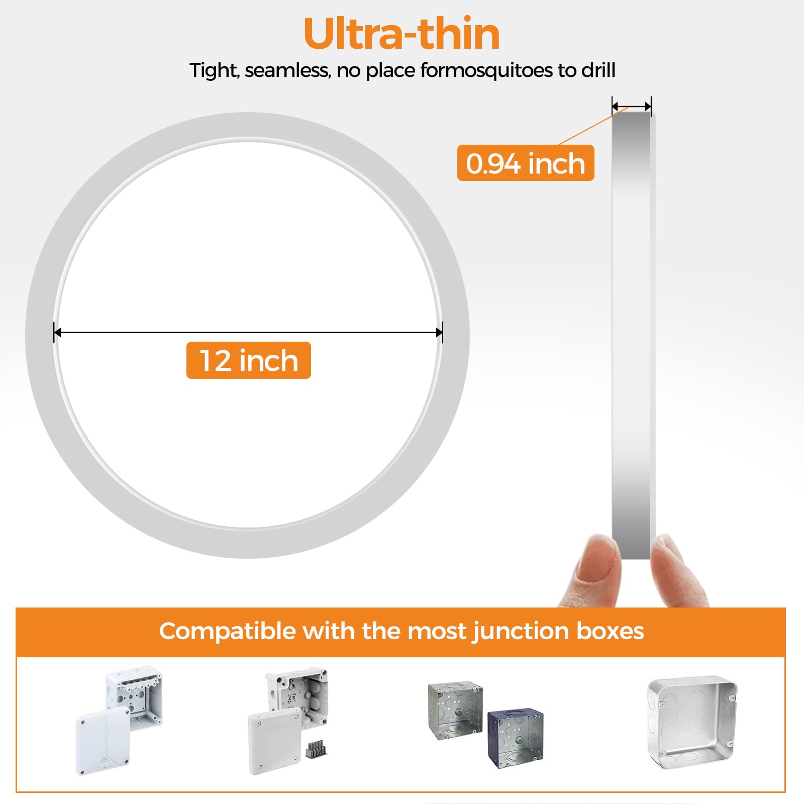 slochi 8PACK LED Ceiling Light Fixture 3000K-6500K 24W 3200Lm 12Inch Round Plastic White CLS29A-8-WT