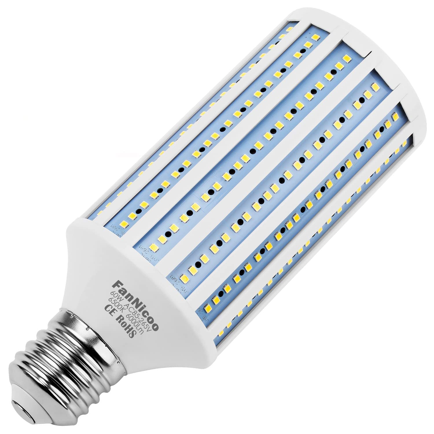 Led Corn Light Bulb 500W Equivalent 60W 6000Lumen 6500K E39 Mogul Base Led Corn Bulb Large Area Cool Daylight White Corn Lamp Fo