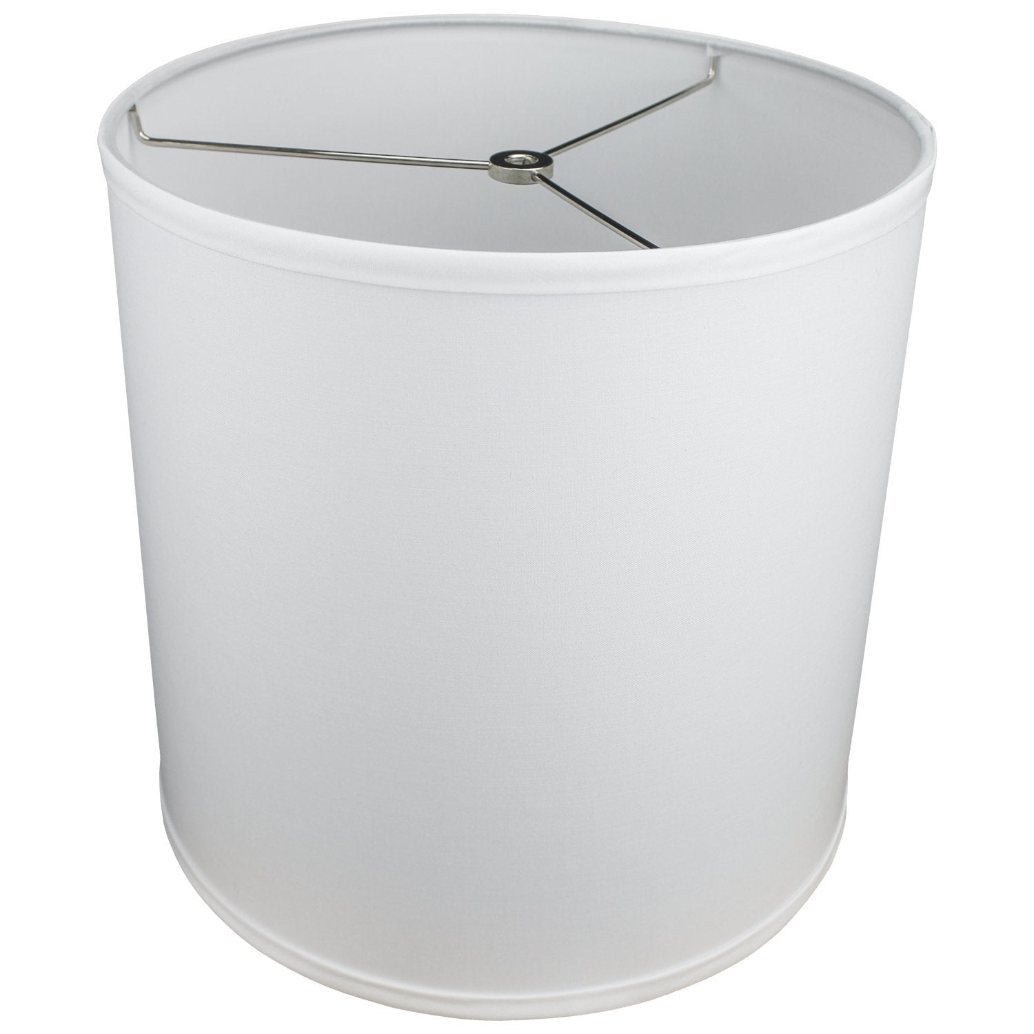 FenchelShades.com Cylinder Drum Lampshade, 12in Top & Bottom Diameter, 12in Height, Linen, White, Model 12-12-12-W-L-WHI