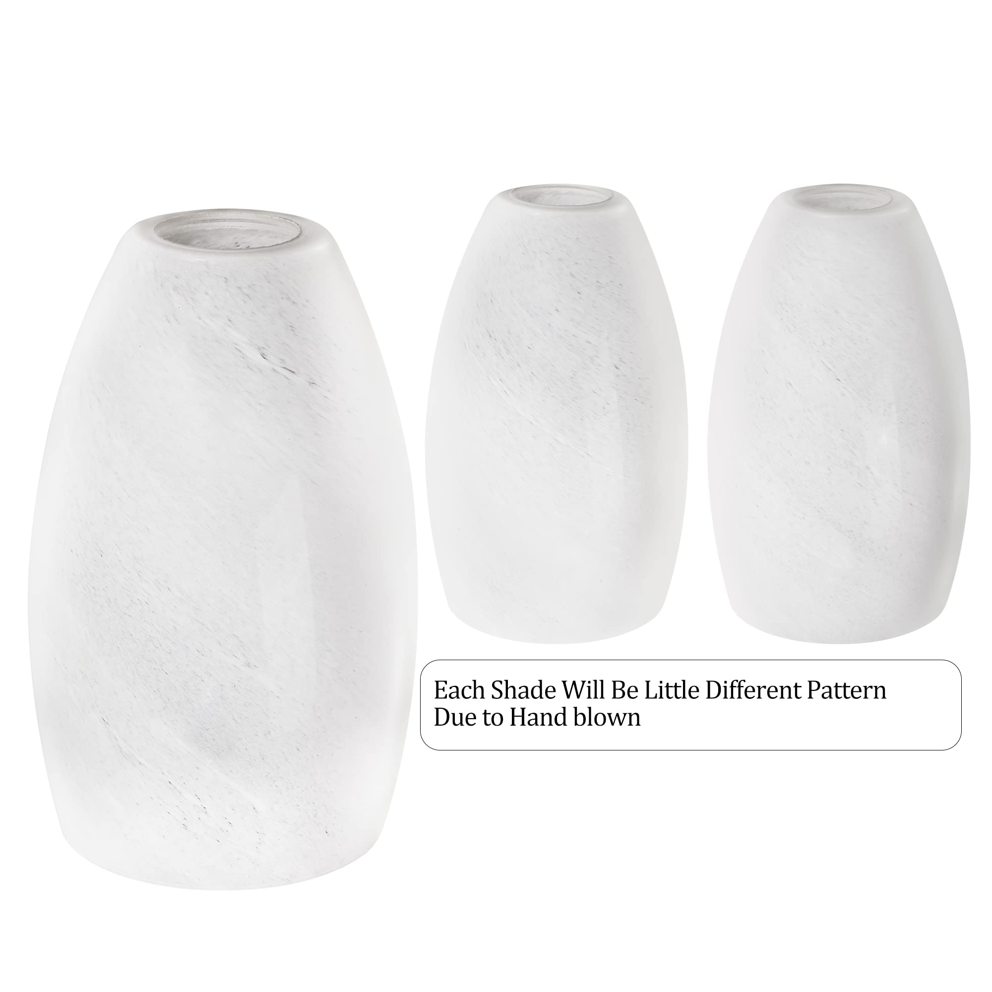 Viinew White Swirl Art Glass Pendant Lamp Shade Glass Chandeliers Cover Mini Oval Light Shade Replacement Shade Only Light Fixtu