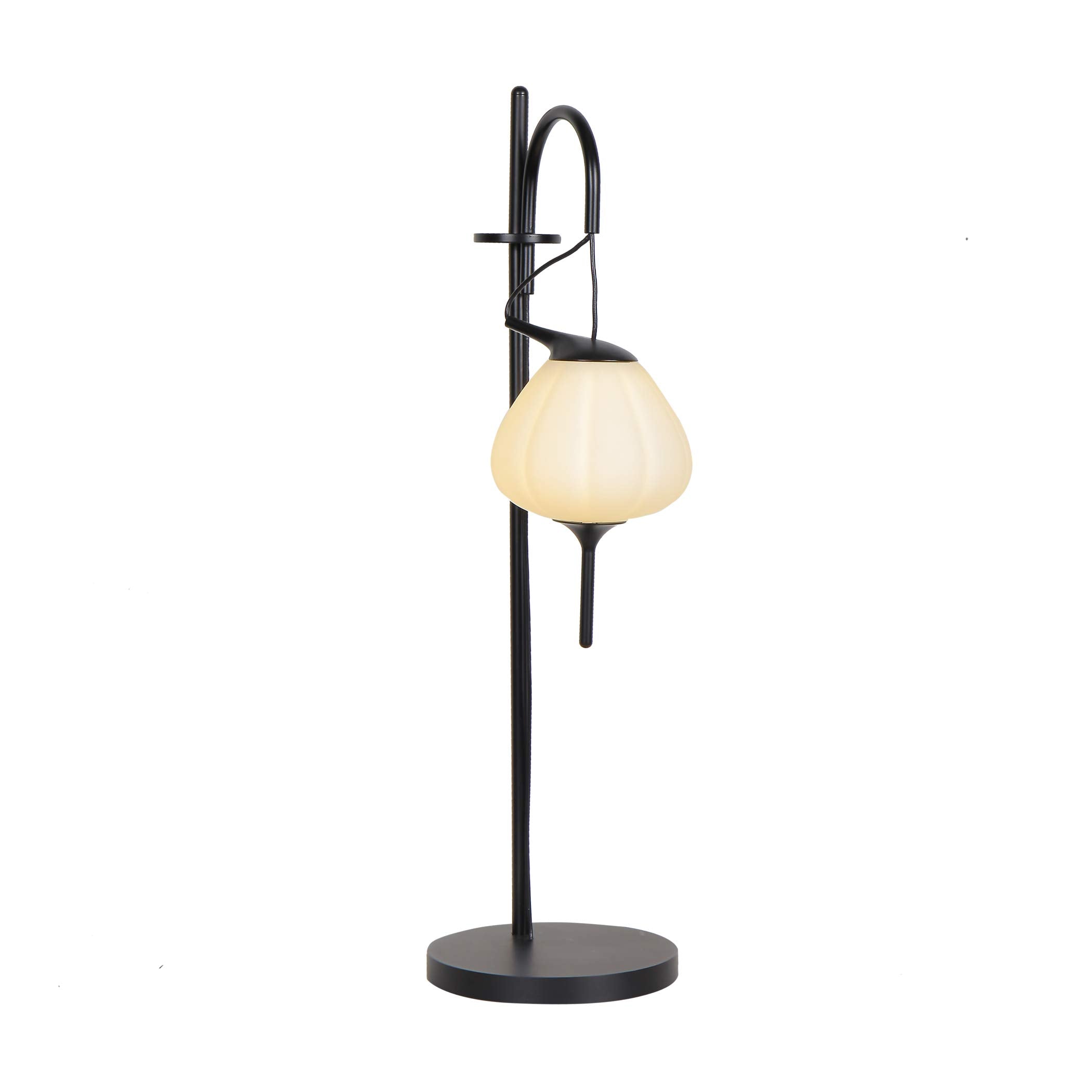 VONN LED Table Lamp with Teardrop Glass Shade, 20in Height, Black, Model VAT6221BL
