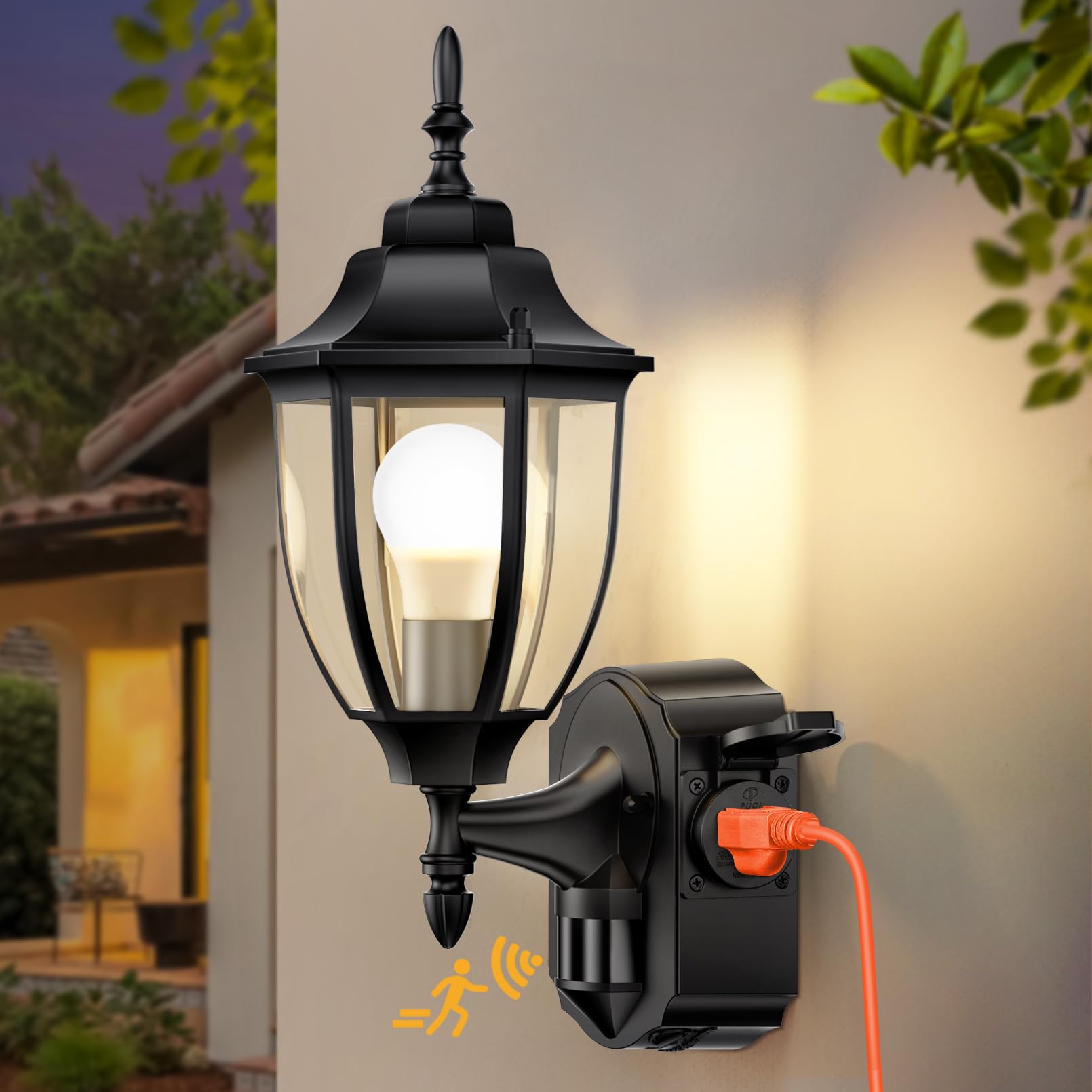 OYKYOHEI Porch Lights with Motion Sensor, Dusk to Dawn, Waterproof Aluminum, 1 Pack, Black