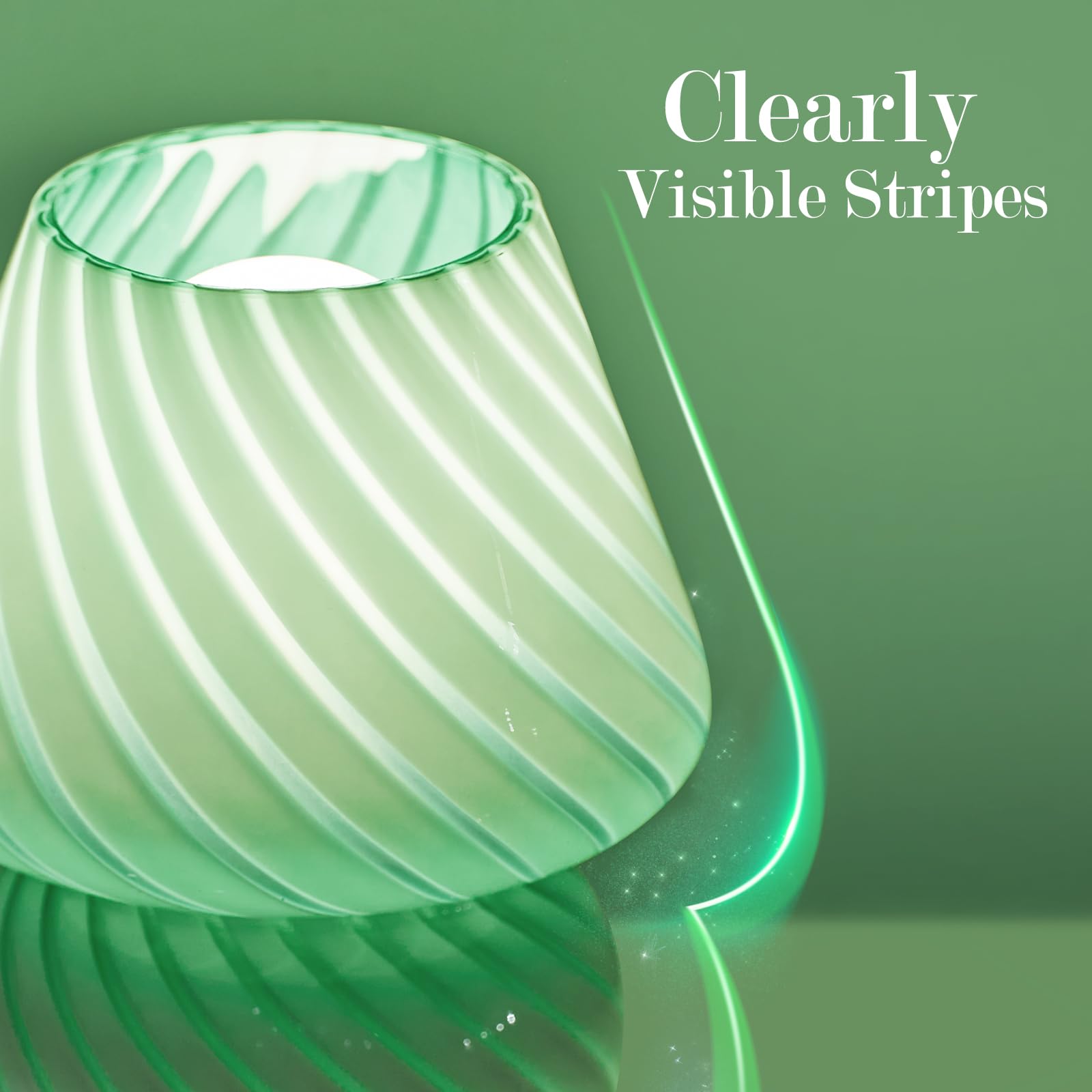 ONEWISH Mushroom Lamps Set of 2 - Small Table Lamp with Striped Glass, Nightstand Lamp for Bedroom, Living Room, Cafe, Office, B