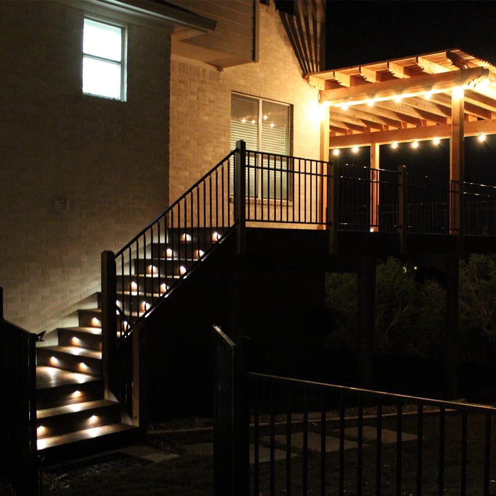 FVTLED Low Voltage LED Deck Lights, IP65 Waterproof, Warm White, 10pcs, Metal, Model B106B, Outdoor Stair and Step Lighting