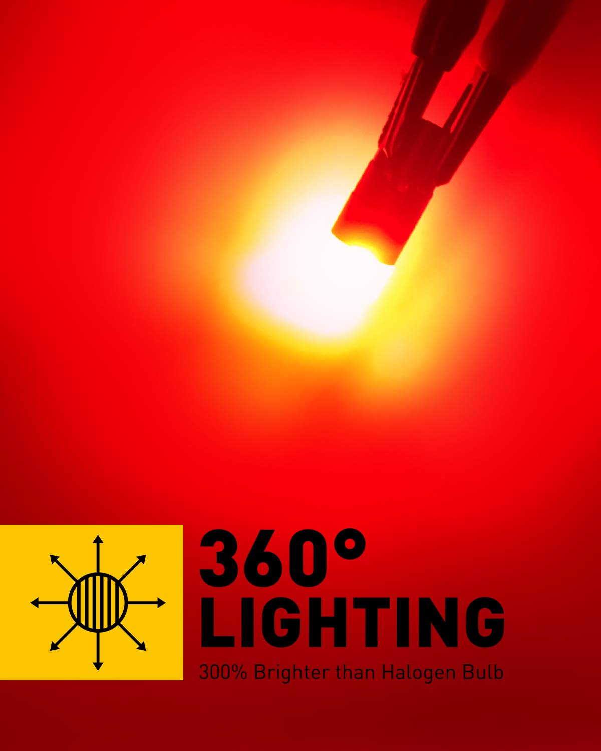 AUXITO Red 194 LED Light Bulbs, Super Bright License Plate Bulbs, Pack of 2, Aluminum, Error Free