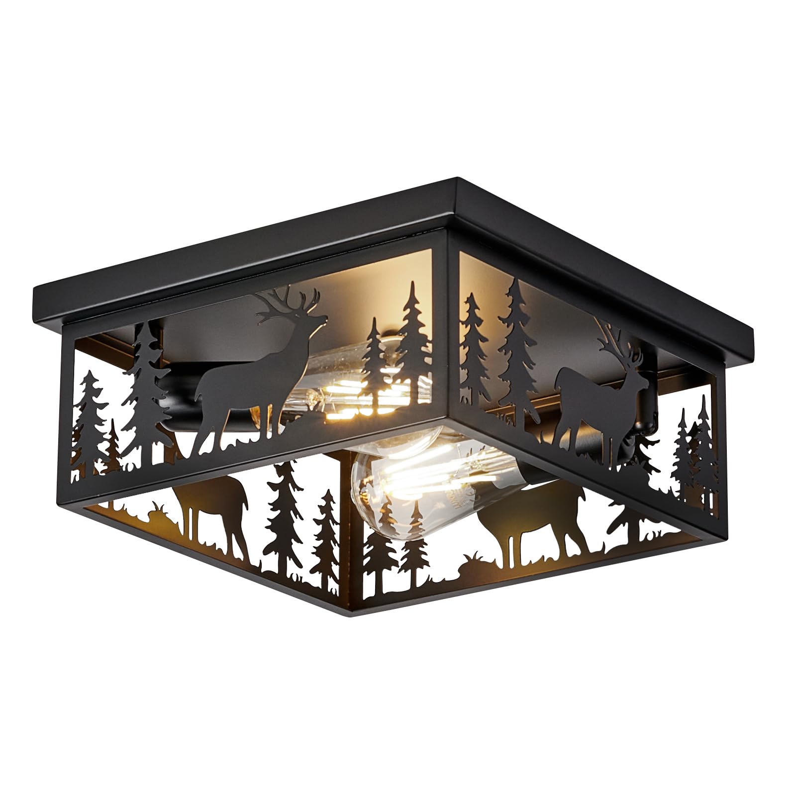 Monyohame Farmhouse Rustic Deer Ceiling Light Fixtures, Vintage Metal Cage Light Perfests For Kitchen,Living Room, Bedroom, Balc