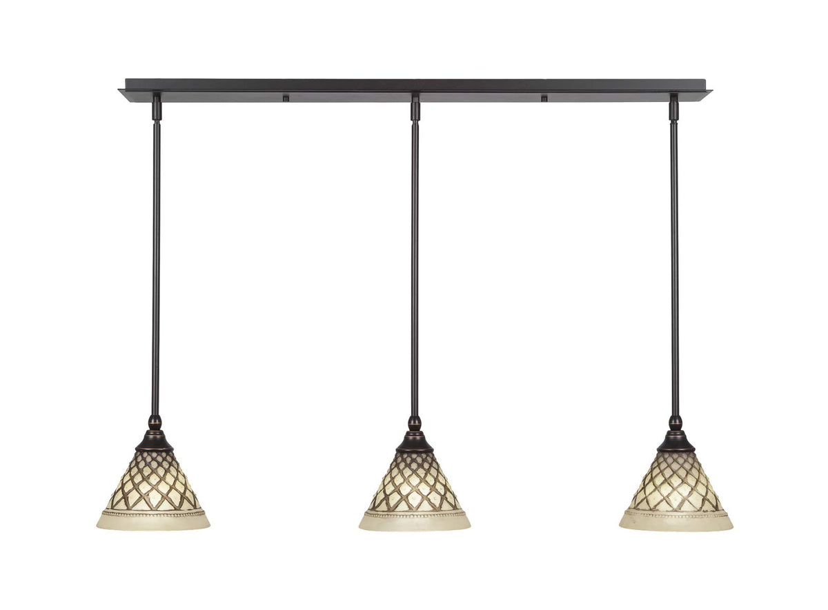 Toltec Lighting 3 Light Linear Pendalier In Dark Granite (36-Dg-7185)