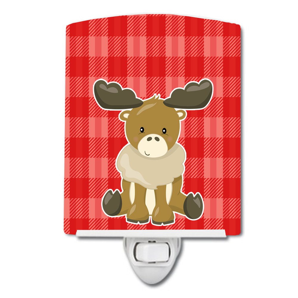 Carolines Treasures BB8600CNL Moose on Red Plaid Ceramic Night Light Compact, ULCertified, Ideal for Bedroom, Bathroom, Nurser