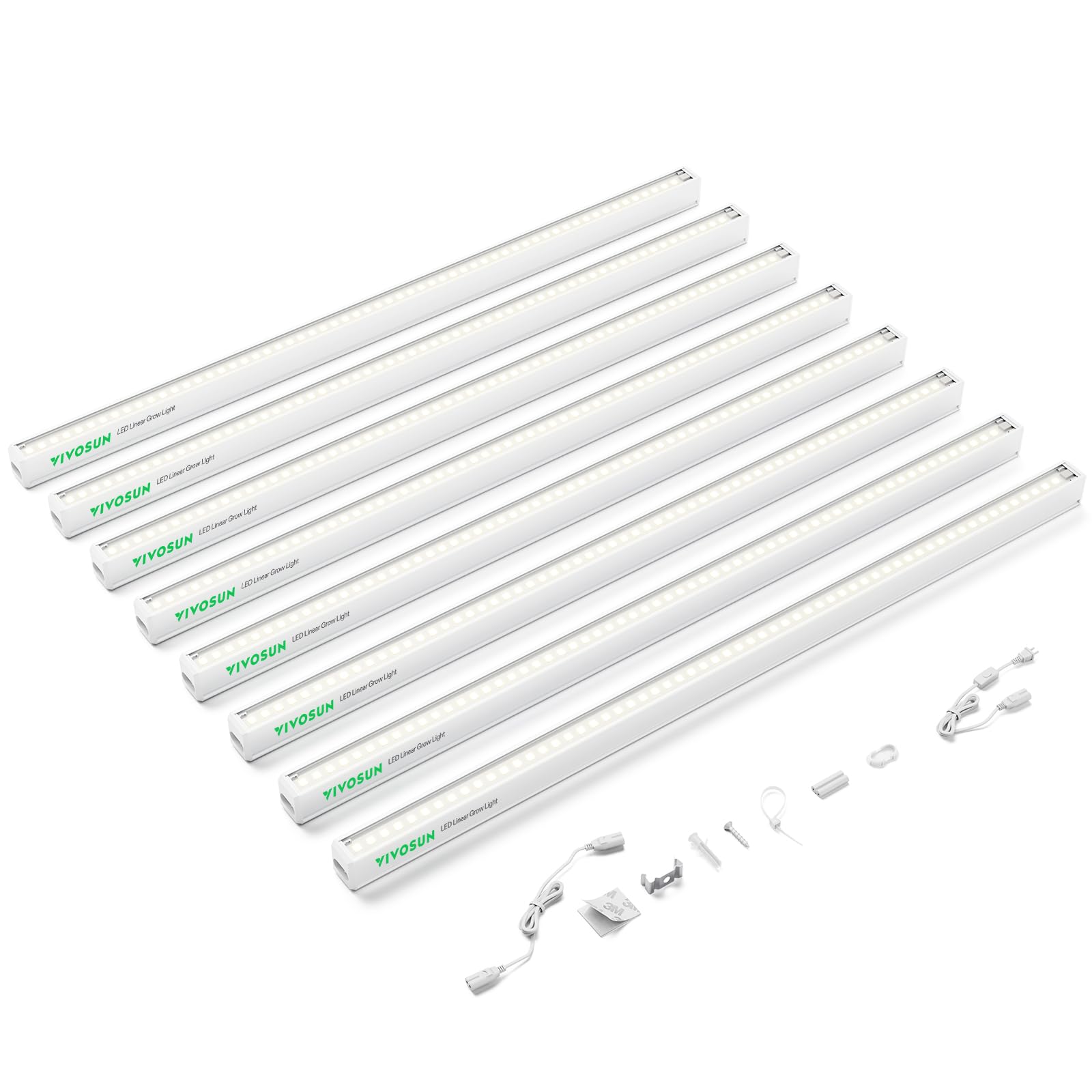 VIVOSUN 2ft Grow Lights Full Spectrum LED Plant Light Strip 120W, 8-Pack, Aluminum, White, Model VSL-T52F-8