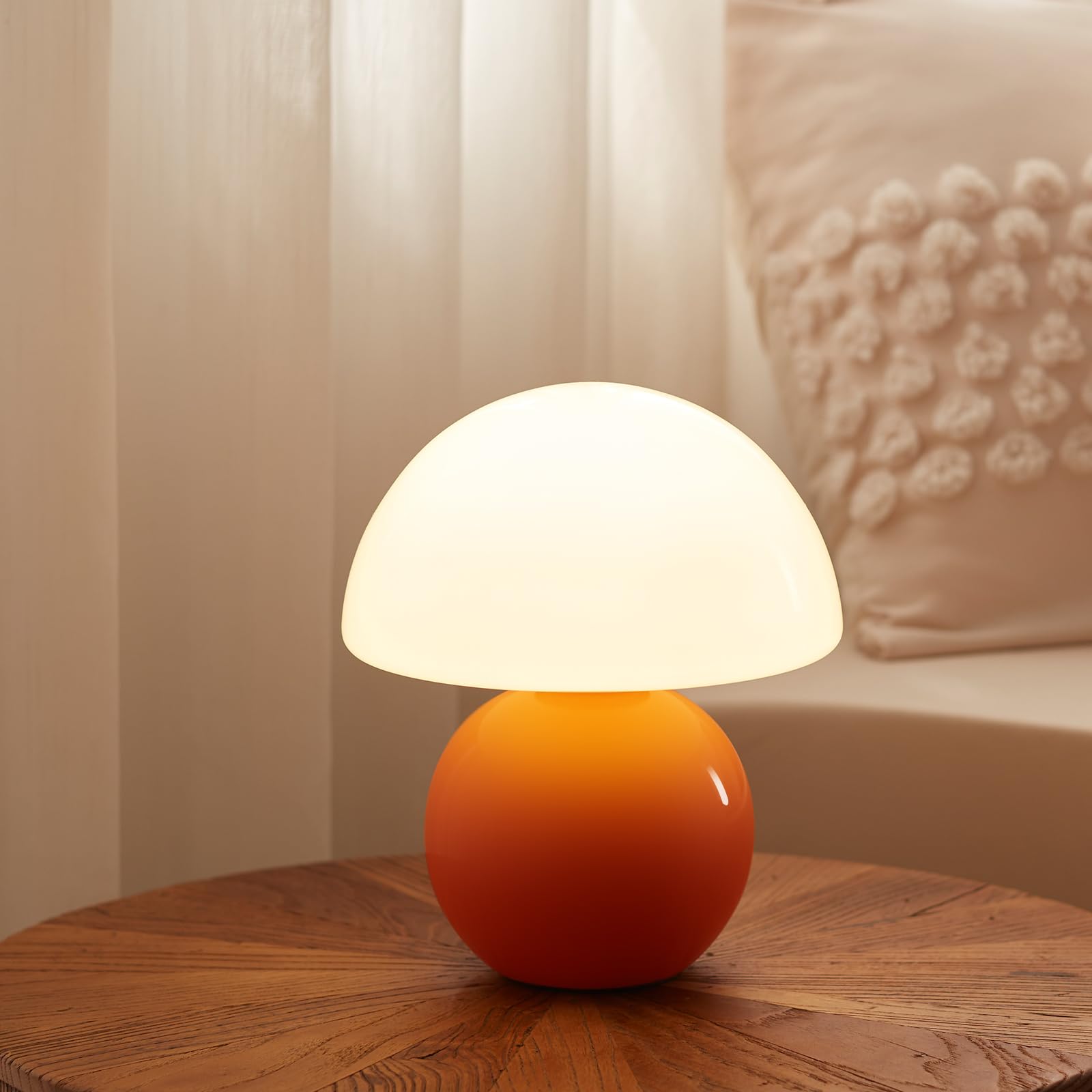 Dawnwake Mushroom Lamp Table Lamp, Small, Orange, Model DAWN-001, Modern Mid Century Design for Bedroom and Living Room Decor