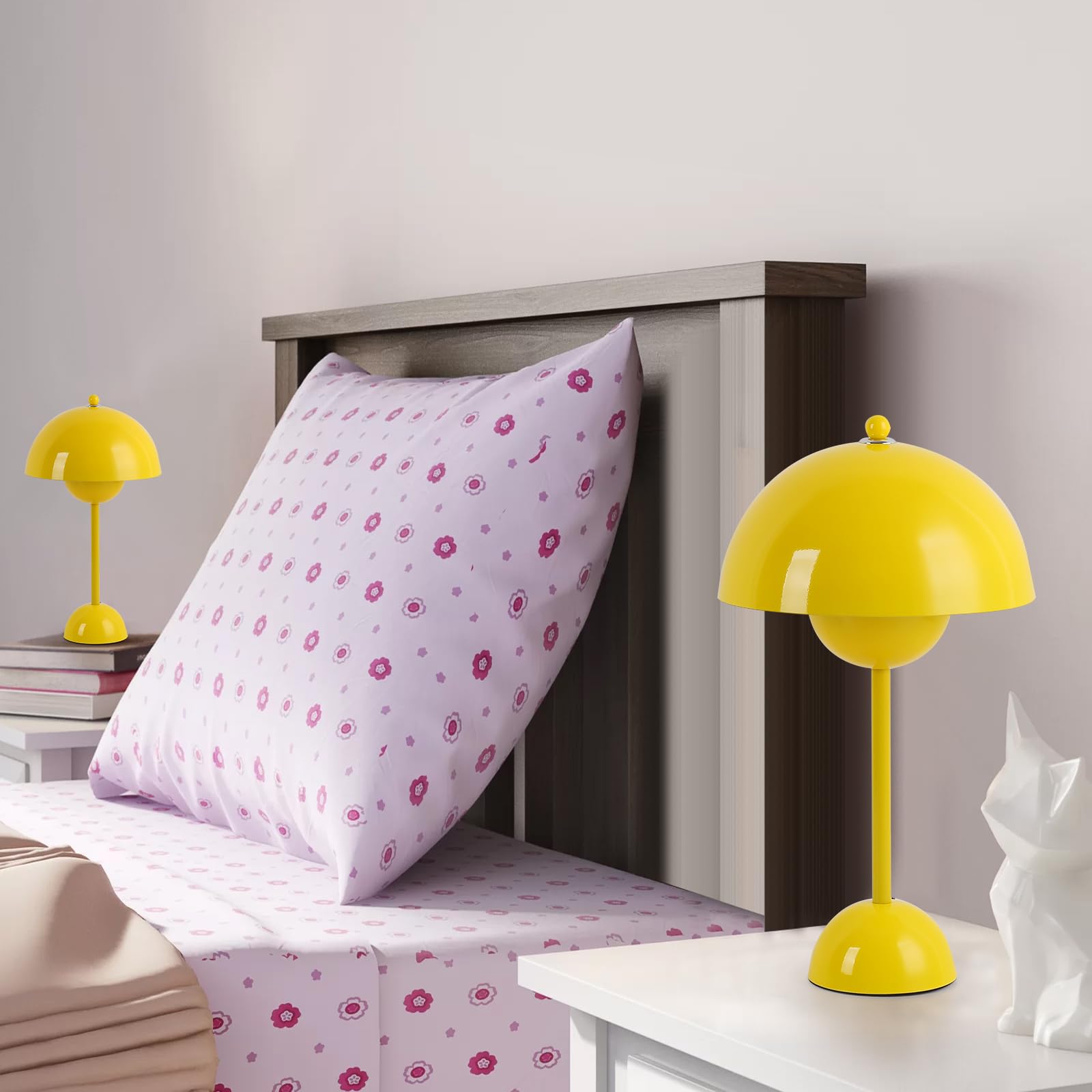 COSYLUX Modern Table Lamp - Metal Dome Shade Reading Light for Bedroom, Office, Kids Room - Yellow