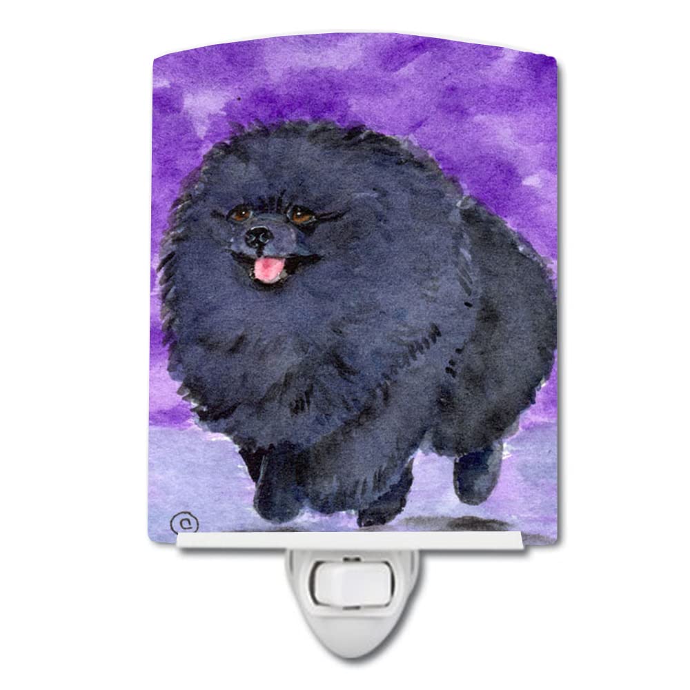 Caroline'S Treasures Ss8686Cnl Pomeranian Ceramic Night Light Compact, Ul-Certified, Ideal For Bedroom, Bathroom, Nursery, Hallway, Kitchen, 6X4X3, Multicolor