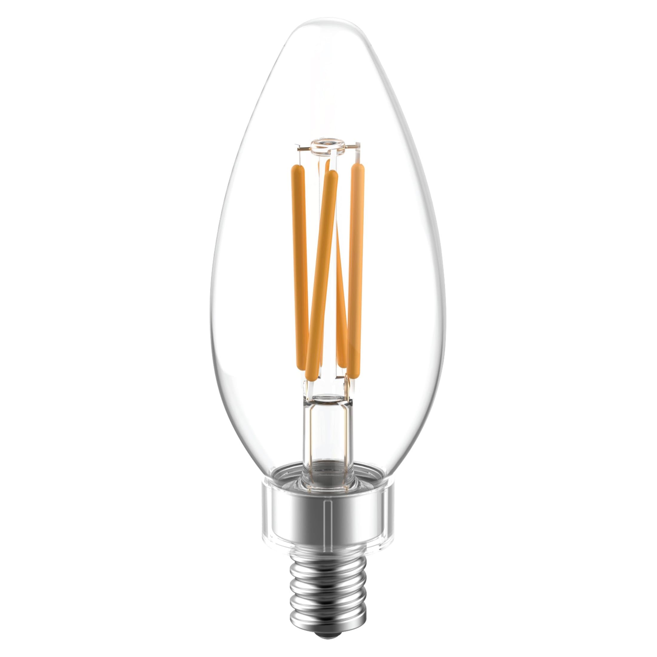 Ge Reveal Led Light Bulbs, Candle Lights, 60 Watts, Clear Decorative B11 Bulbs, Small Base (2 Pack)