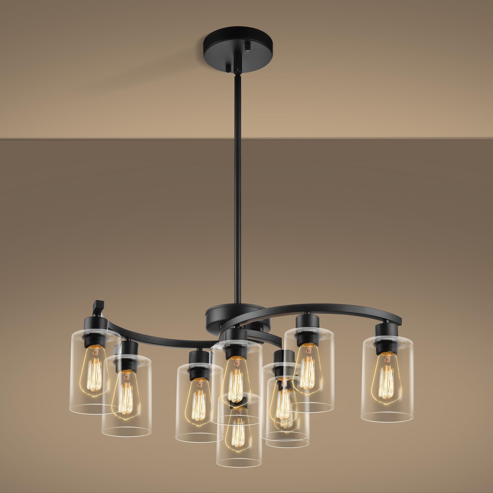 Sigaitwei 9-Light Modern Farmhouse Chandelier,29.5'' Black Dining Room Light Fixture,Industrial Pendant Lights Kitchen Island,Me