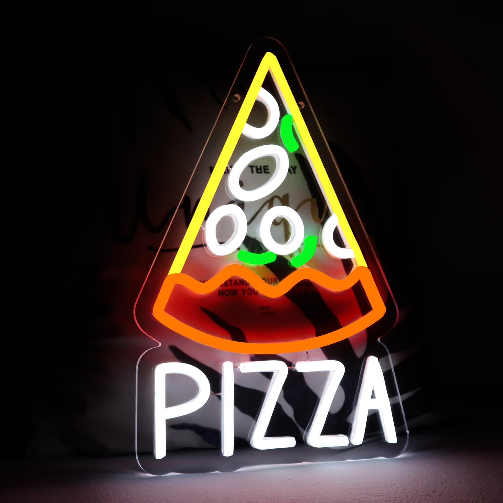Balanar B-Pizza Neon Sign - Acrylic LED Light for Pizzeria, 13.8 x 9.1 inches, USB Powered, B-Pizza Color