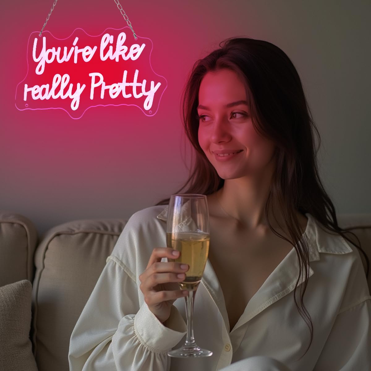 You like really pretty Neon Sign for bedroom wall,Pink led sign for wall decor with USB Power and Dimmer Switch,15 * 9 inch neon