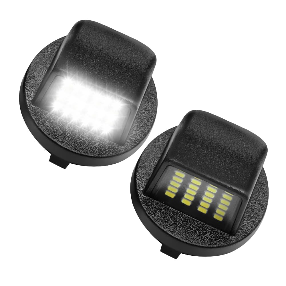 LESAUCE LED License Plate Lights, 6500K White, Pack of 2, Black U-Shaped Housing, Fits Ford F150 F250 F350, Ranger, Explorer, Bronco