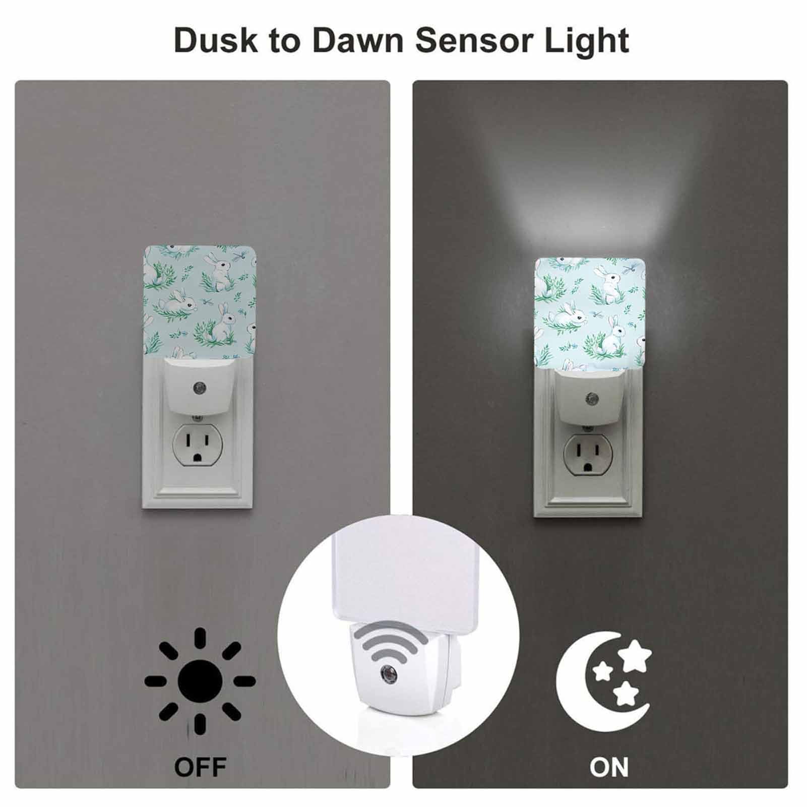 Chrobak LED Night Light with Dusk to Dawn Sensor, White Rabbits Design, Model WML-Night-Light-231023-123
